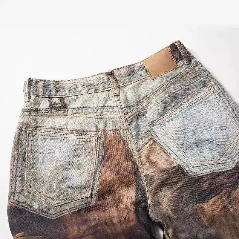 Japanese Brand Retro straight tube loose wide leg printed jeans Size US 32 / EU 48 - 3 Thumbnail