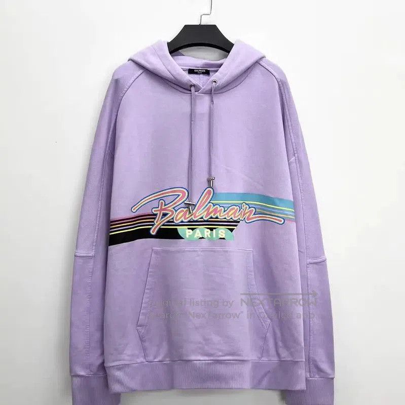Balmain Balmain Purple Cotton Blend Embroidered Hoodie . Size US XL / EU 56 / 4 - 1 Thumbnail