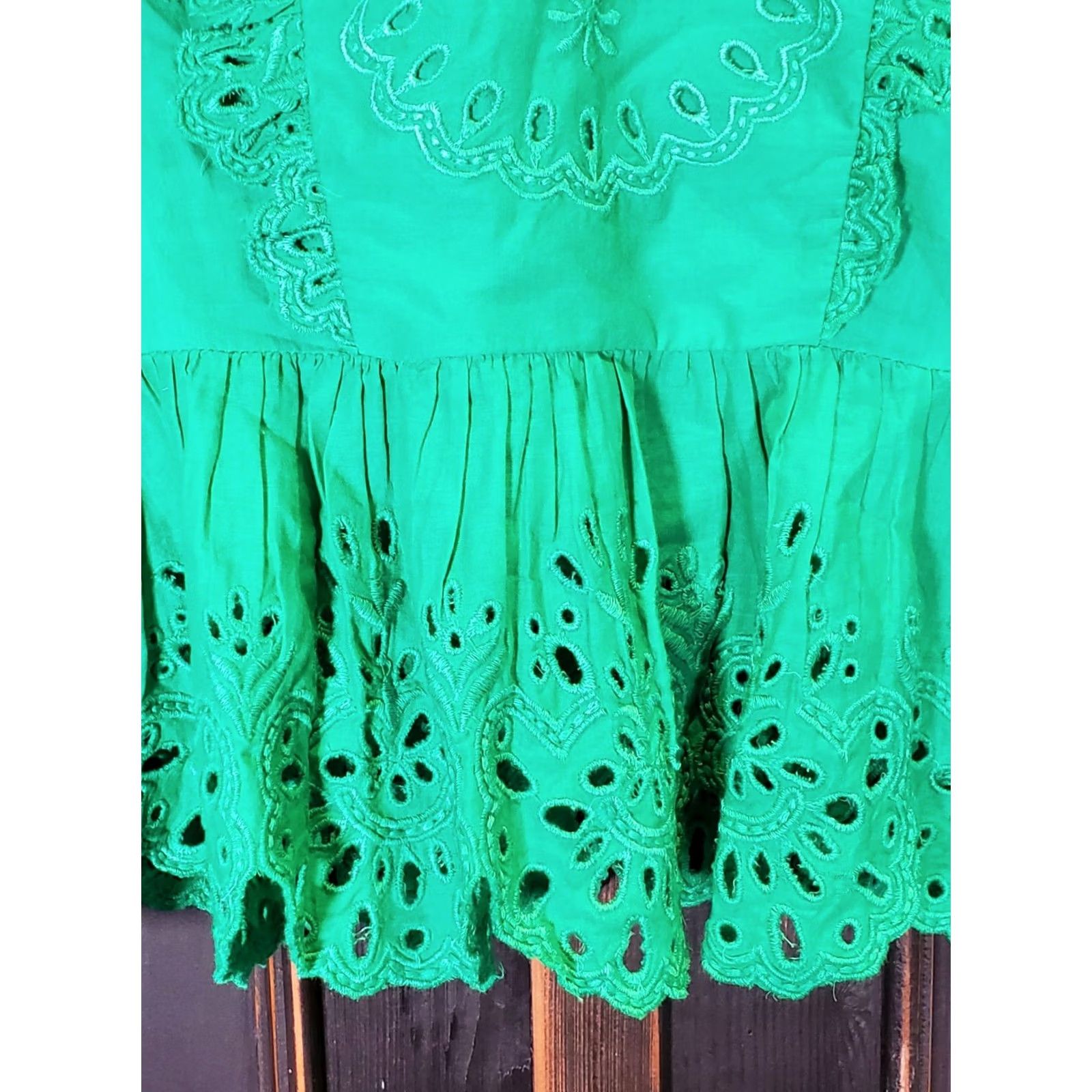 Vintage Love The Label Lea High Neck Ruffle Blouse Top Kelly Green Women's L New Size L / US 10 / IT 46 - 6 Thumbnail