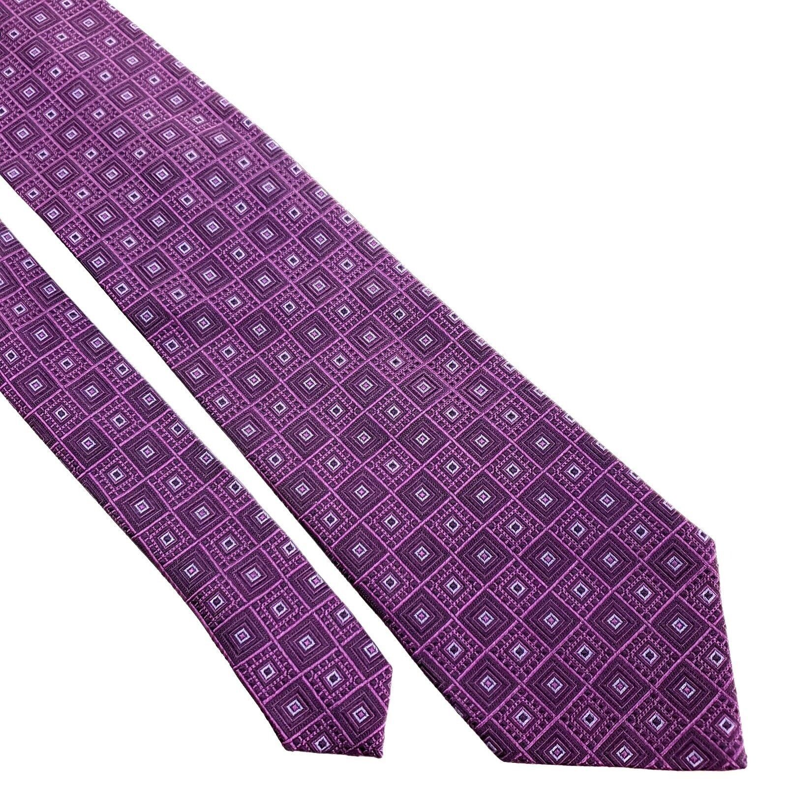 Pierre Cardin Pierre Cardin Silk Tie Woven Purple Geometric Size ONE SIZE - 1 Thumbnail