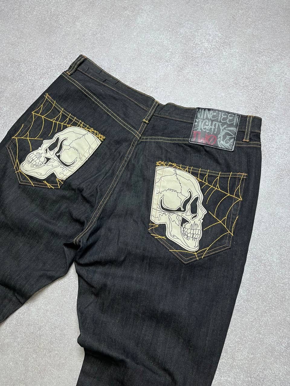 Japanese Brand VINTAGE SKULL EMBROUIDERY JAPANESE IF SIX BAGGY JEANS Y2K Size US 38 / EU 54 - 2 Thumbnail
