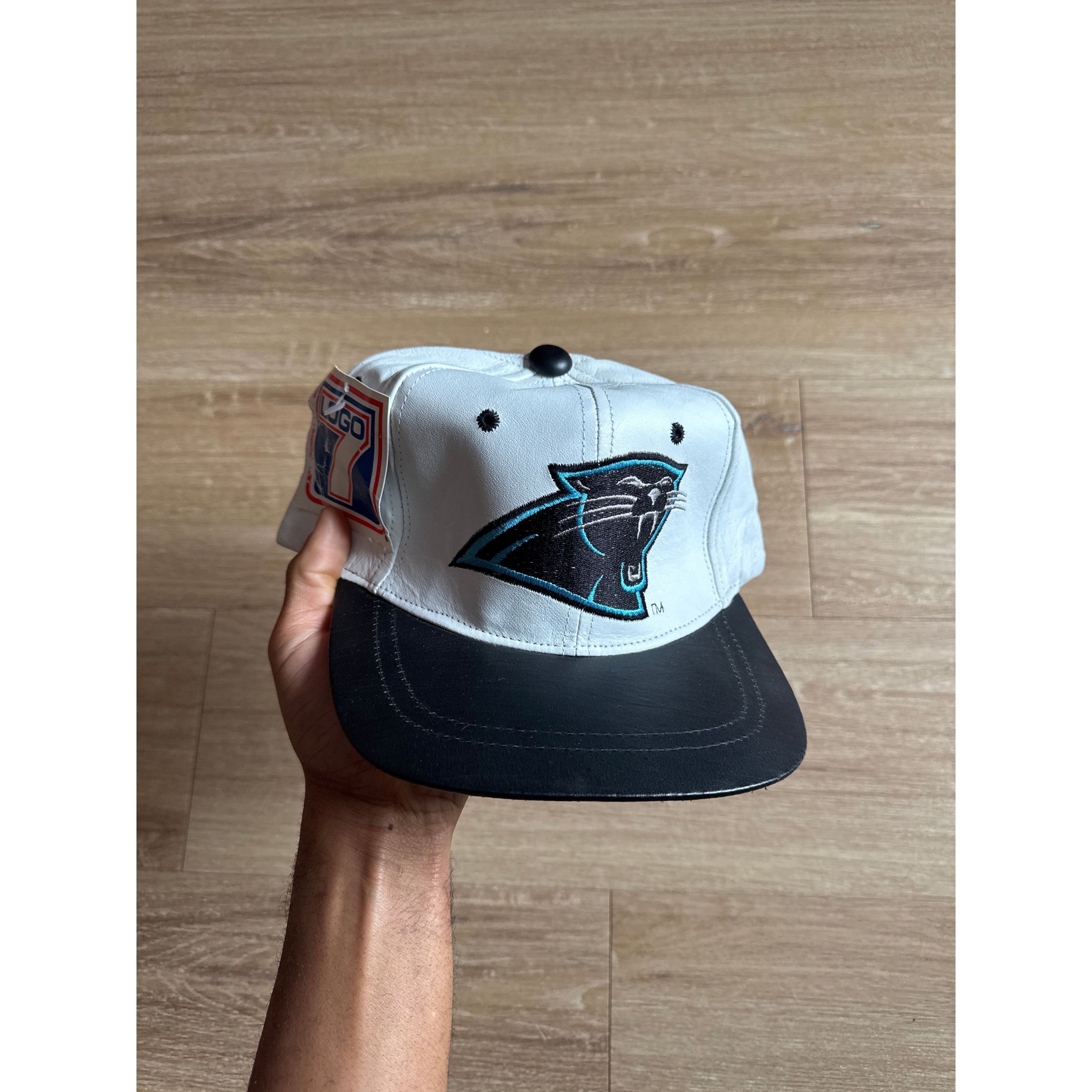 Other Vintage Logo 7 Carolina Panthers Leather Strapback Hat Size ONE SIZE - 1 Thumbnail