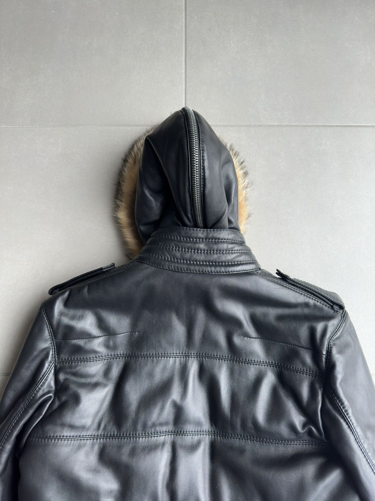 Dior × Hedi Slimane Dior Homme AW04 “VOTC” fur hooded leather jacket Size US M / EU 48-50 / 2 - 16 Thumbnail