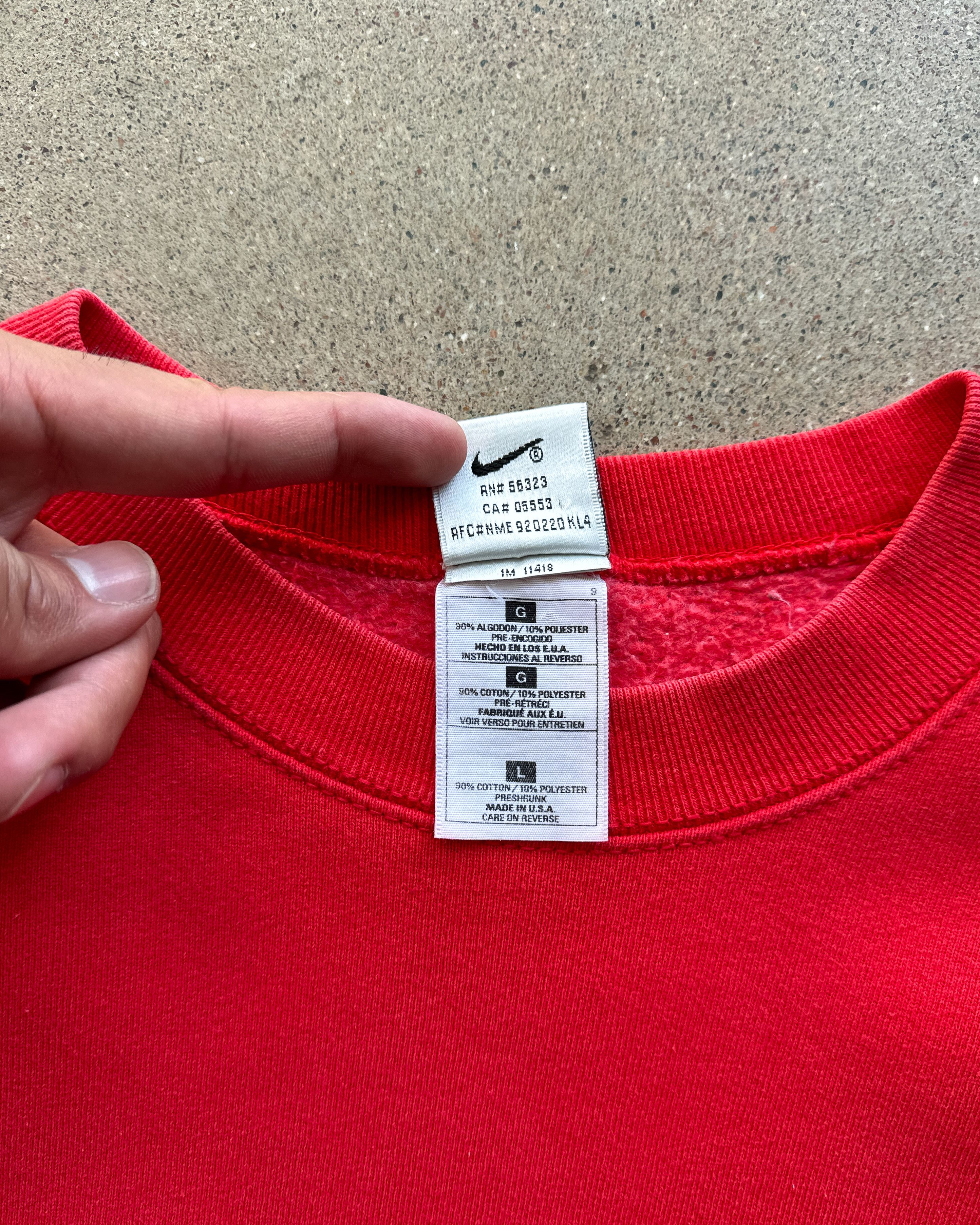 Nike Vintage 90s Nike Sweatshirt Red Men's L Embroidered USA Made Size US L / EU 52-54 / 3 - 4 Thumbnail