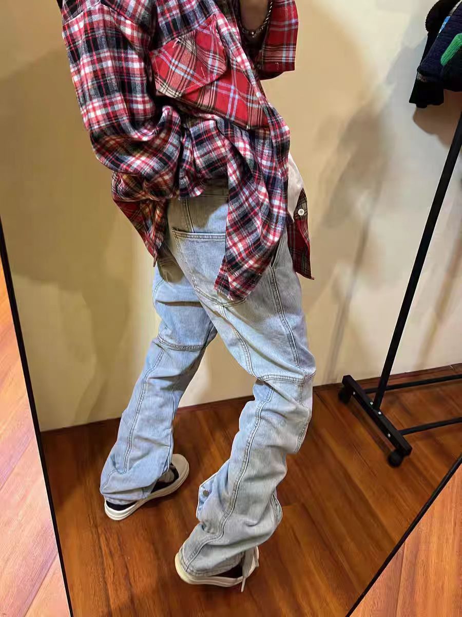Designer × Jean × Vintage Washed and stacked distressed button down jeans Size US 32 / EU 48 - 3 Thumbnail