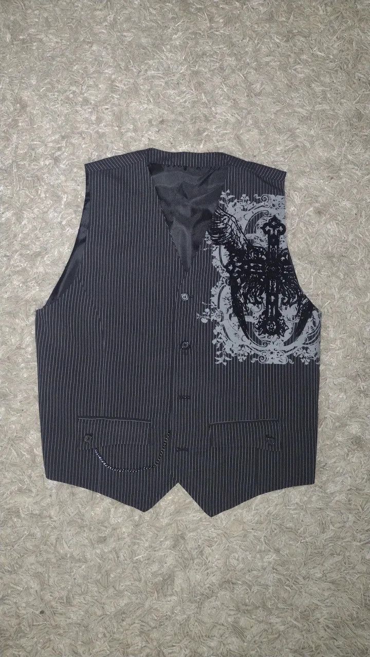 Affliction × Lip Service Vintage Goth Vest Very Unique Size 42L - 1 Thumbnail