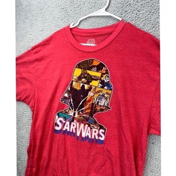 Star Wars Star Wars T-Shirt Mens 2XLT Tall Salmon Red Graphic Print Tee Crew Neck Short Sleeve Solid Ocean Ninth? Size US XXL / EU 58 / 5 - 4 Thumbnail