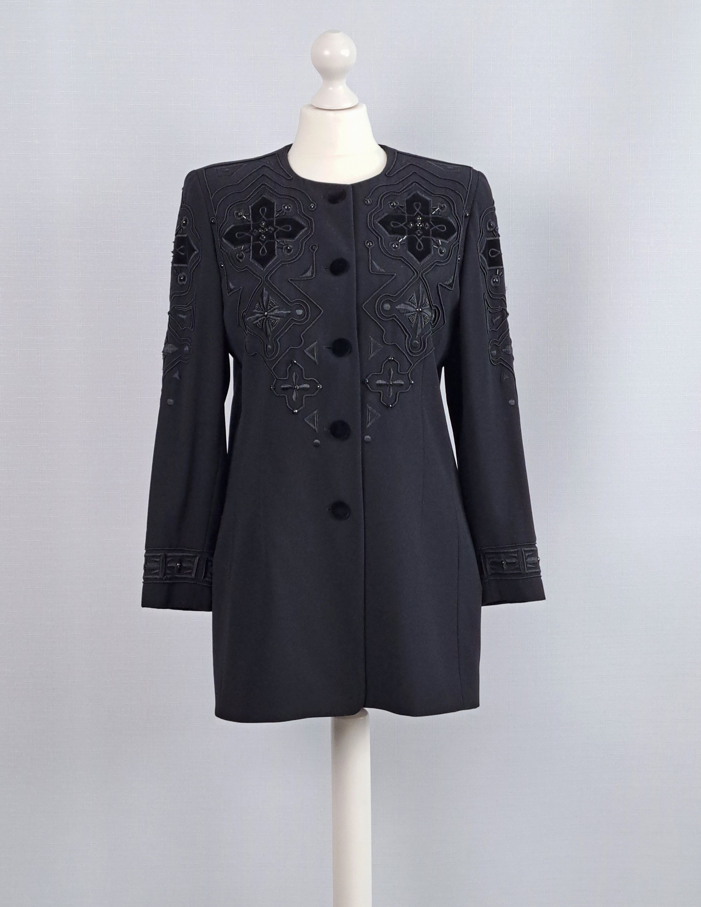 Escada × Vintage Vtg ESCADA Couture embroidered crosses long jacket. Size 38 Size M / US 6-8 / IT 42-44 - 1 Thumbnail