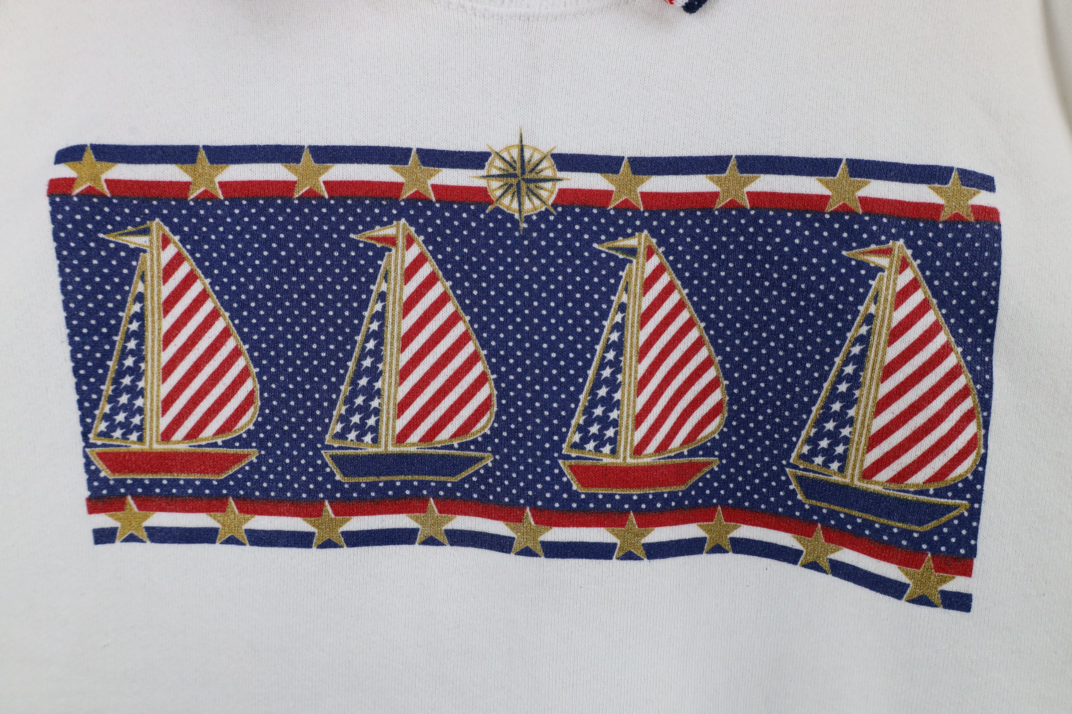 Vintage Vintage 90s Streetwear Sailboat Collared Sweatshirt USA Size XL / US 12-14 / IT 48-50 - 4 Thumbnail