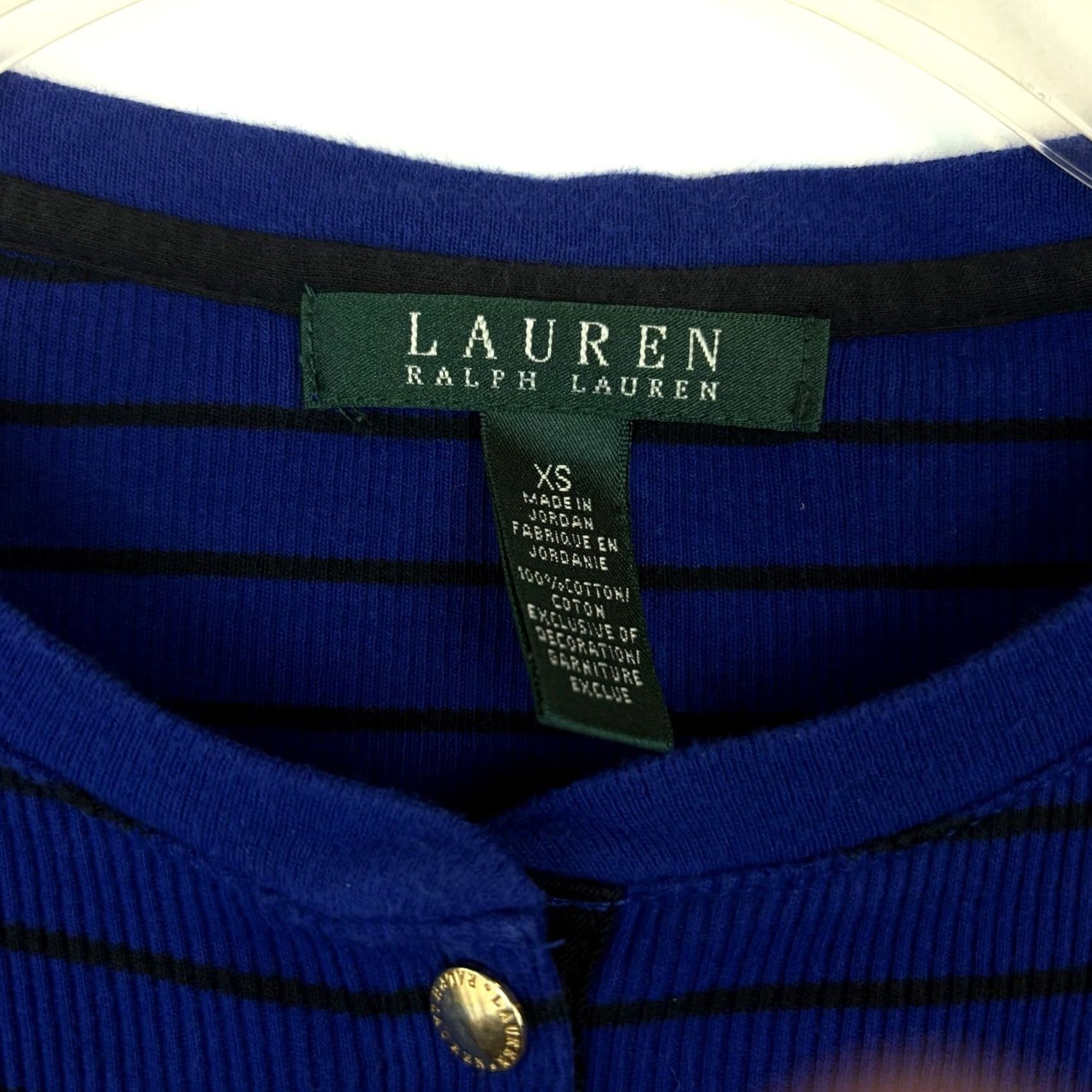 Ralph Lauren Lauren Ralph Lauren Shirt Womens XS Blue Stripe Long Sleeve Henley Button 90s Classic Size XS / US 0-2 / IT 36-38 - 3 Thumbnail