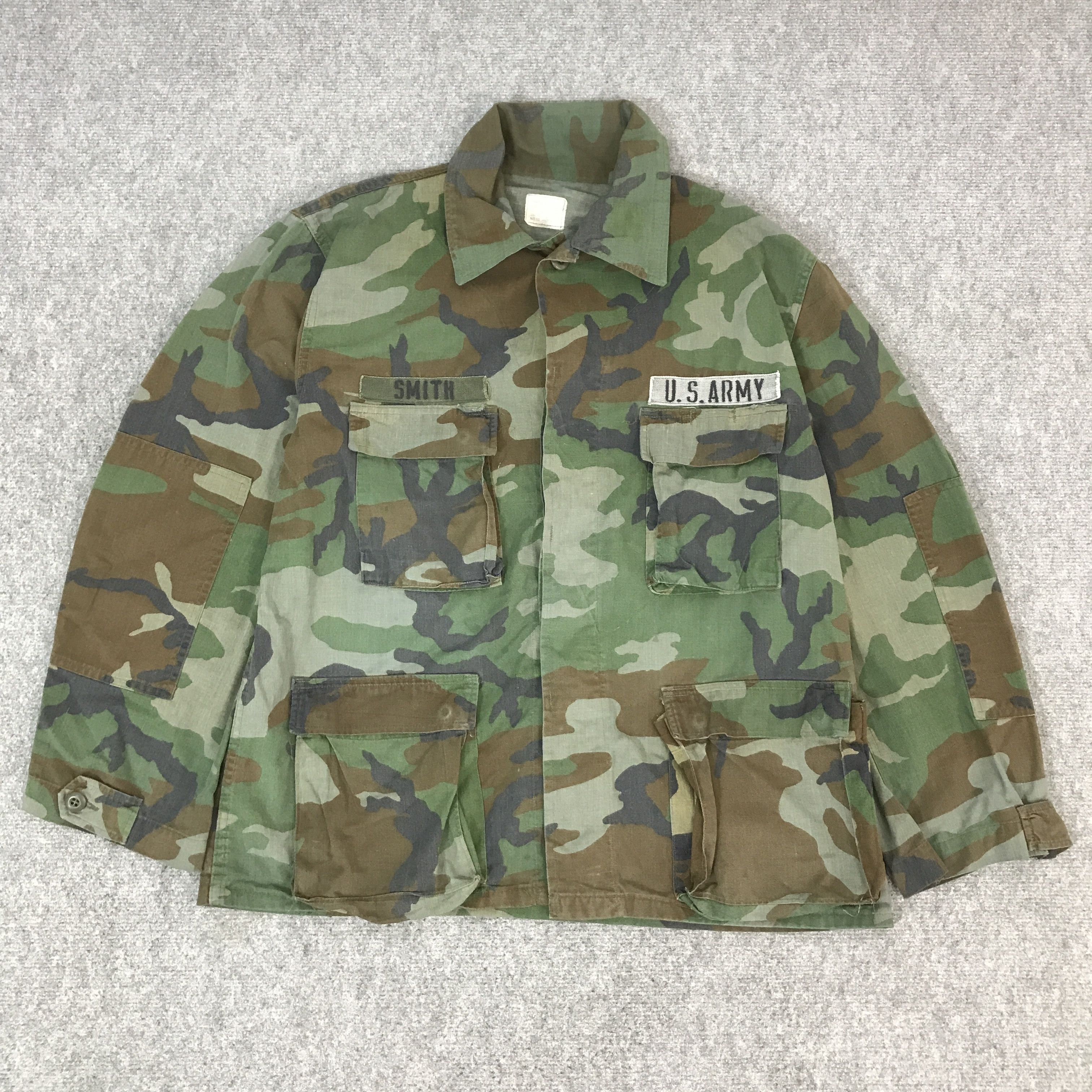 Vintage U.S ARMY CAMO BUTTON JACKET Size US L / EU 52-54 / 3 - 1 Thumbnail
