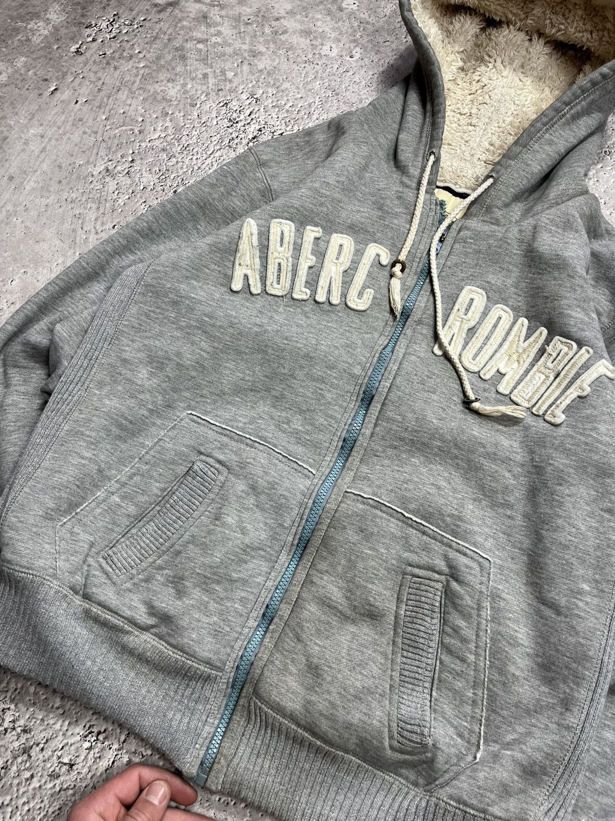 Abercrombie & Fitch Abercrombie Fitch Sherpa Lined Zip Hoodie Gray Size M Jacket Size US M / EU 48-50 / 2 - 4 Thumbnail