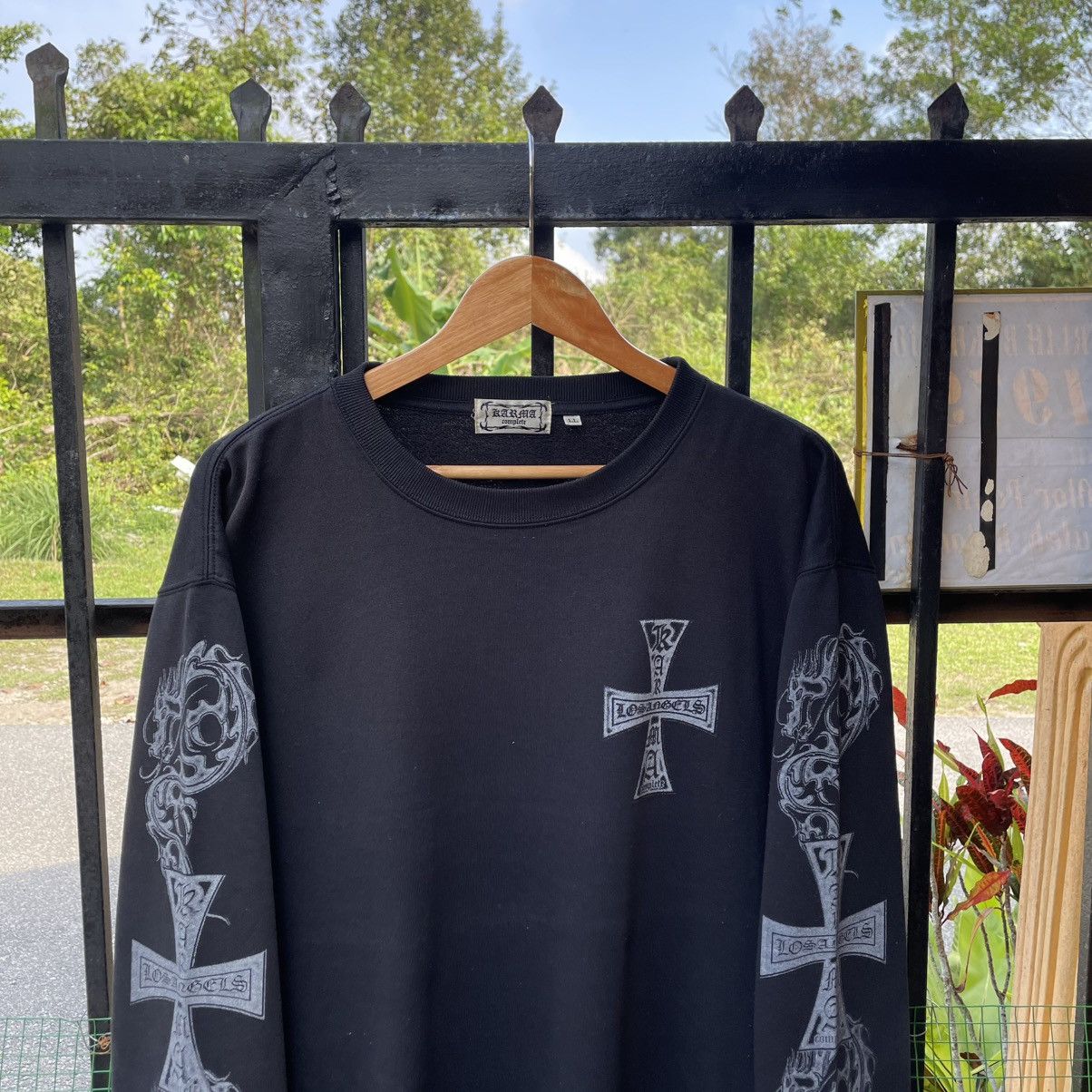 Japanese Brand 🔥Vintage Karma Skateboard Big Flame Cross Logo Sweatshirts Size US M / EU 48-50 / 2 - 5 Thumbnail
