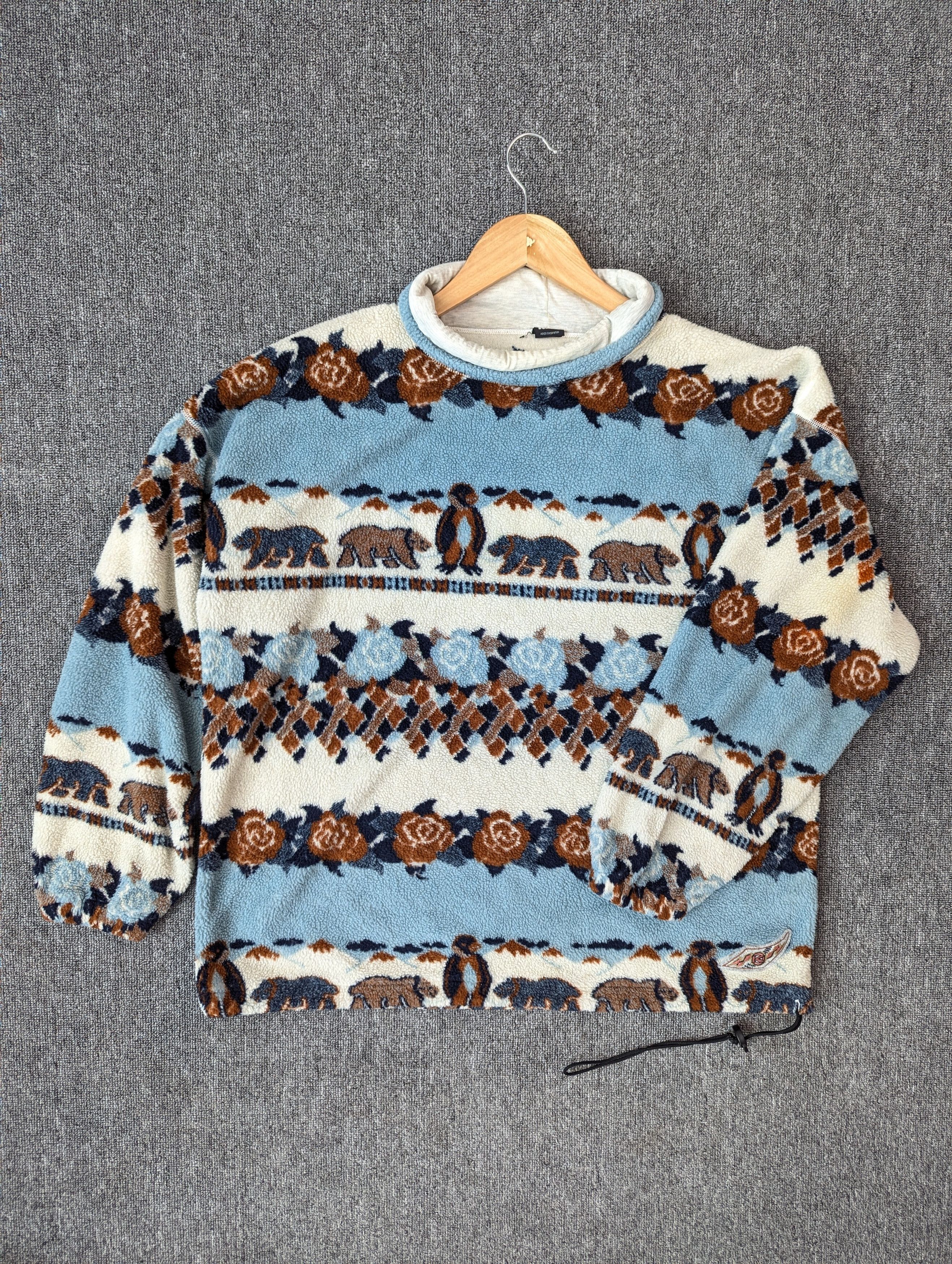 Asics Killy By Asic Japanese Brand Skiwear Fleece Printed Sweater Size US L / EU 52-54 / 3 - 1 Thumbnail