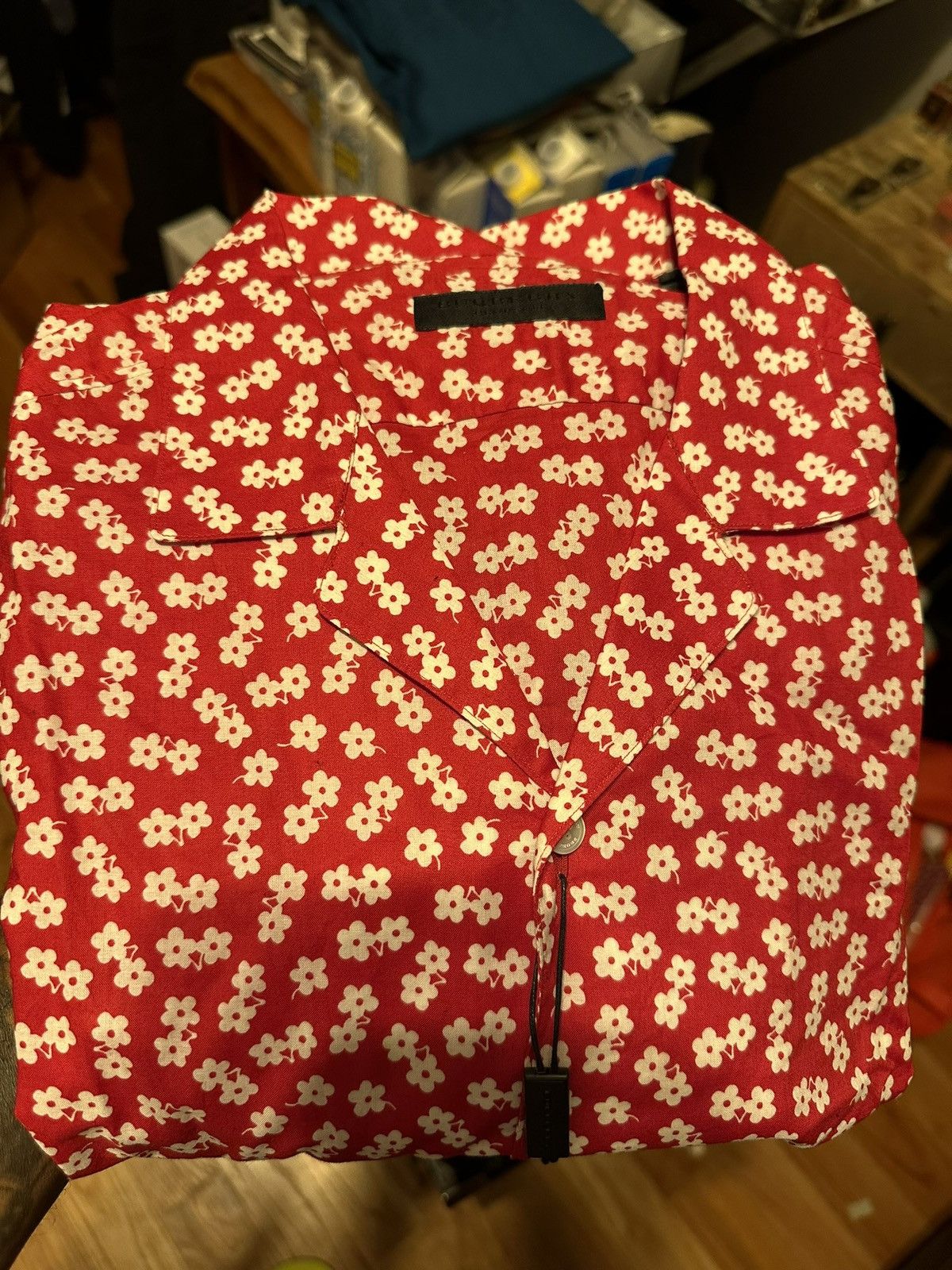 image of Burberry Prorsum Flower Print Artist Overshirt Size 40 Eu in Red, Men's