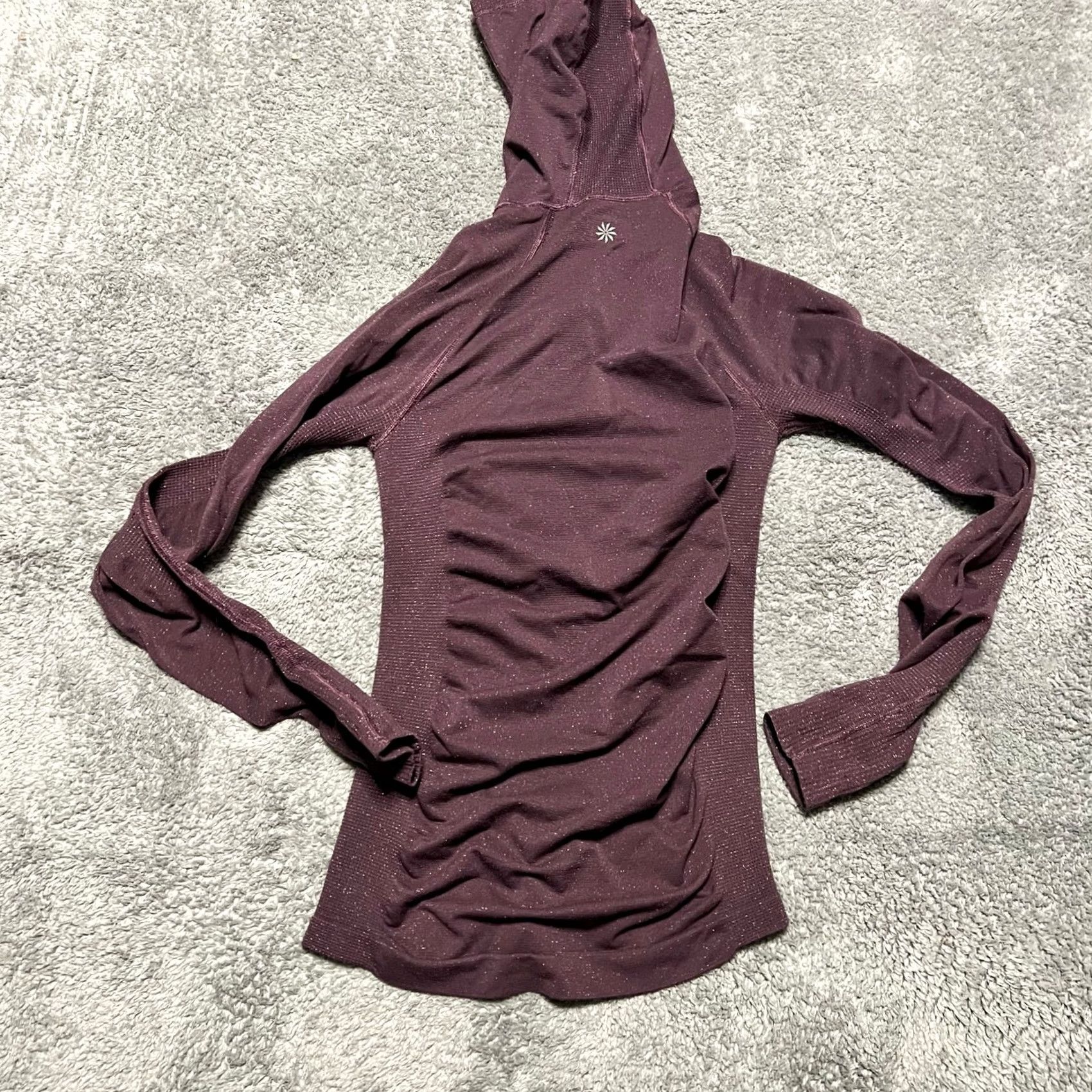 Athleta Athleta Hoodie Womens XS Seamless Shimmer Hoody Full Zip Ruched Purple Womens XS Hoodie Purple Size XS / US 0-2 / IT 36-38 - 3 Thumbnail