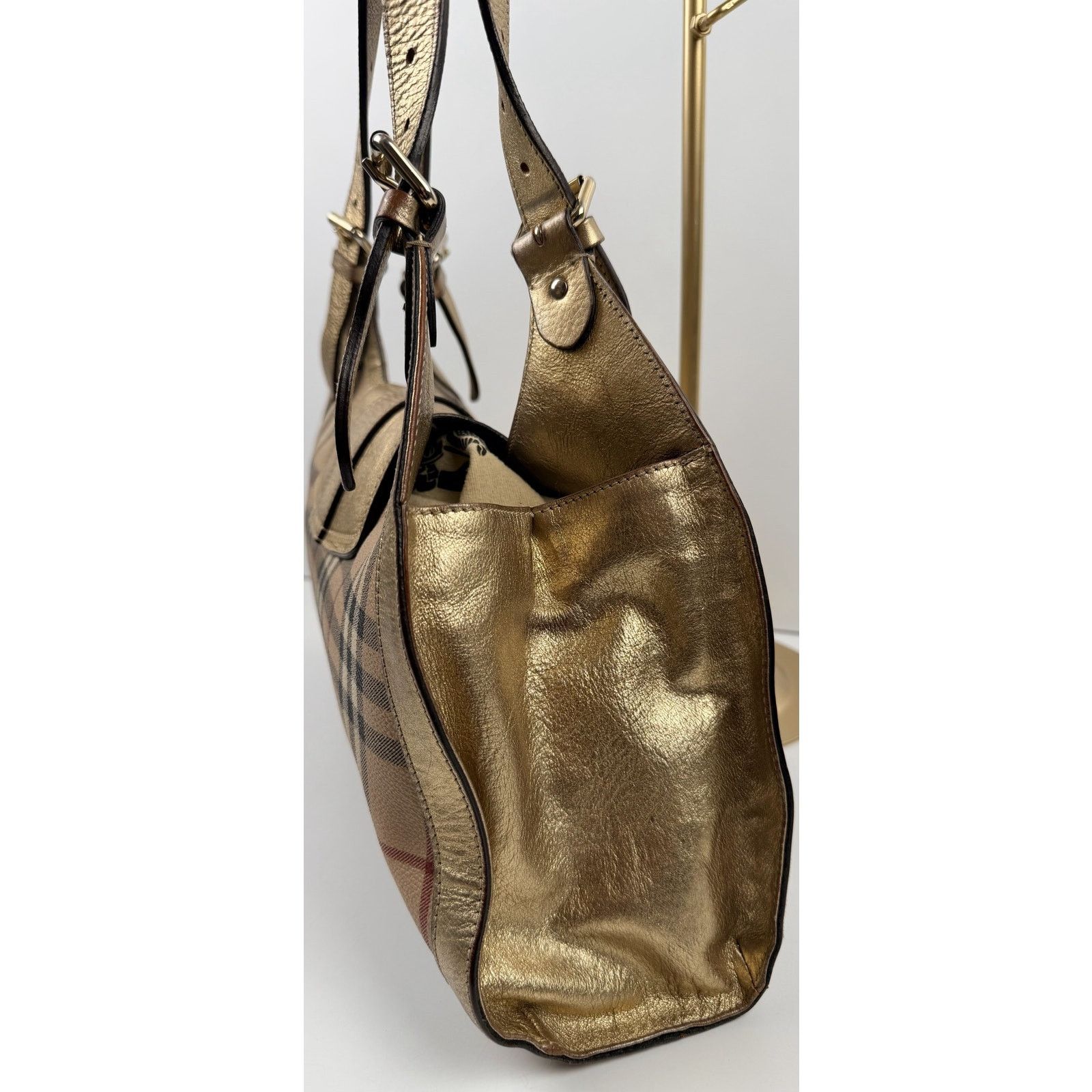 Burberry Burberry Burberry Haymarket Check Gold Coated Bag Size ONE SIZE - 5 Thumbnail