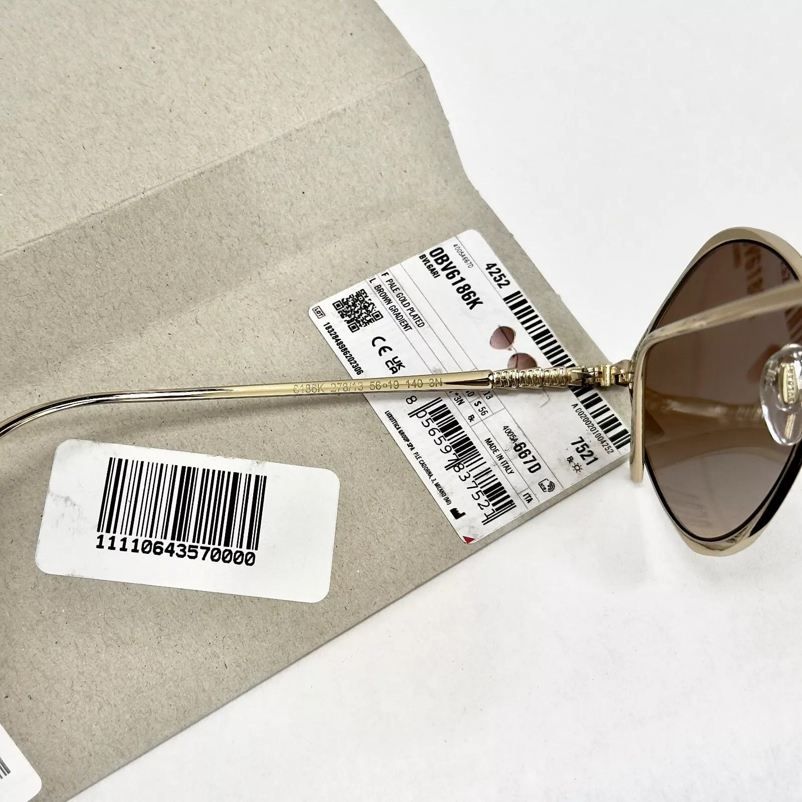 Bvlgari BVLGARI Le Gemme 6186 Brown Pale Gold Plated Round BV6186K Size ONE SIZE - 6 Thumbnail
