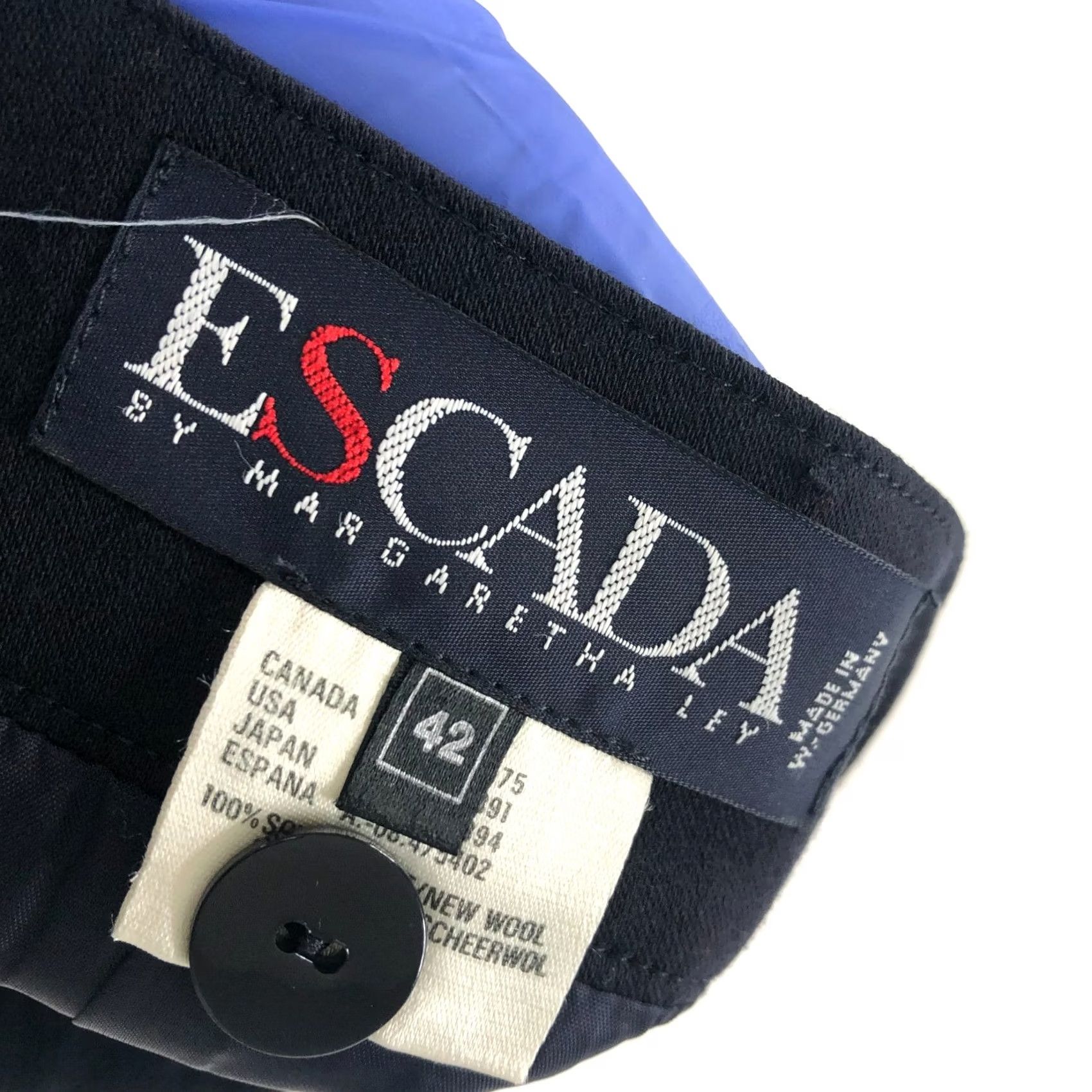 Escada VINTAGE Escada Skirt Black Mini Button Zip Lined Wool 31 In 5.25 ECESCADA VTG Size 32" / US 10 / IT 46 - 7 Thumbnail