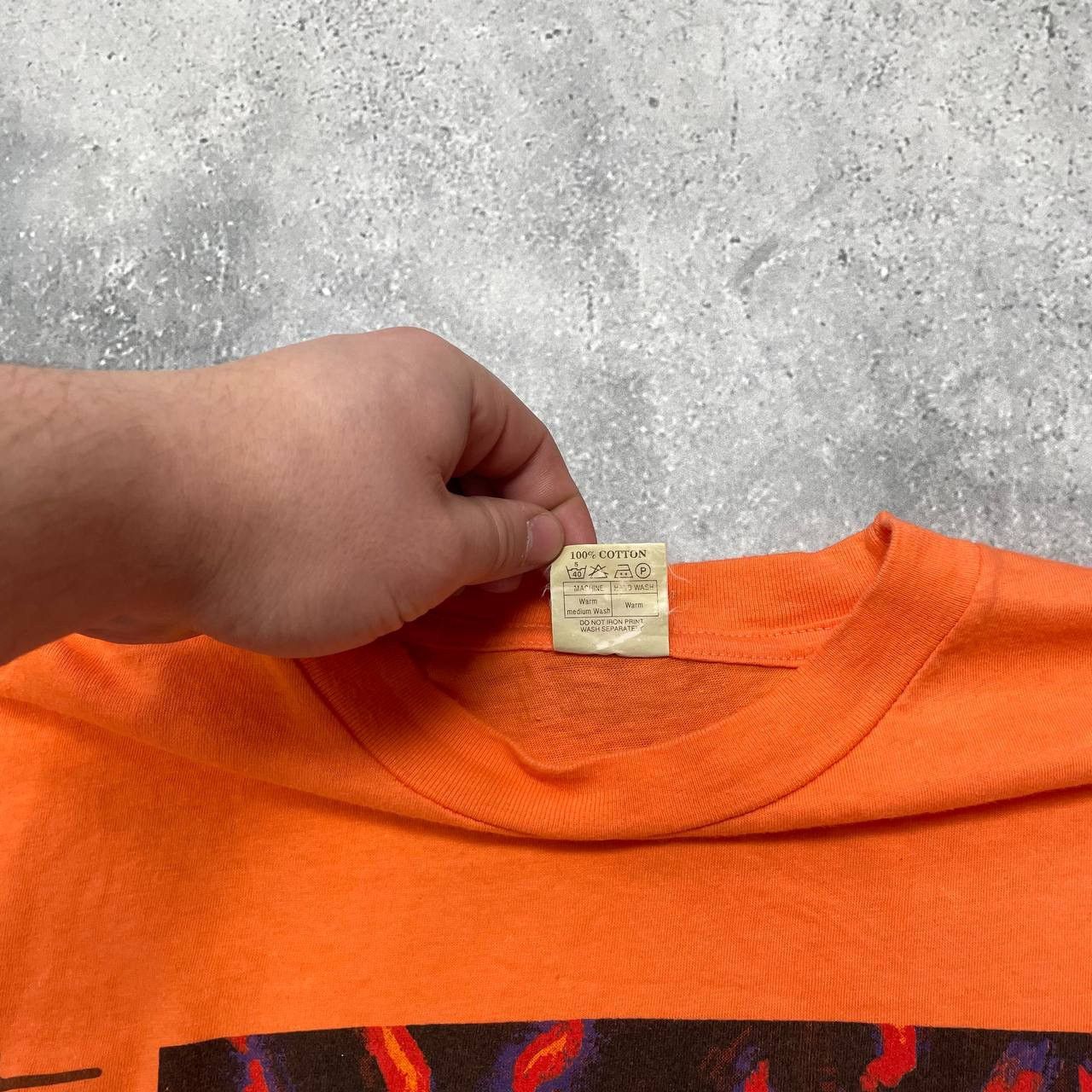 Vintage Vintage 90s Rising Heat Art T Shirt Orange Size XL Size US XL / EU 56 / 4 - 6 Thumbnail