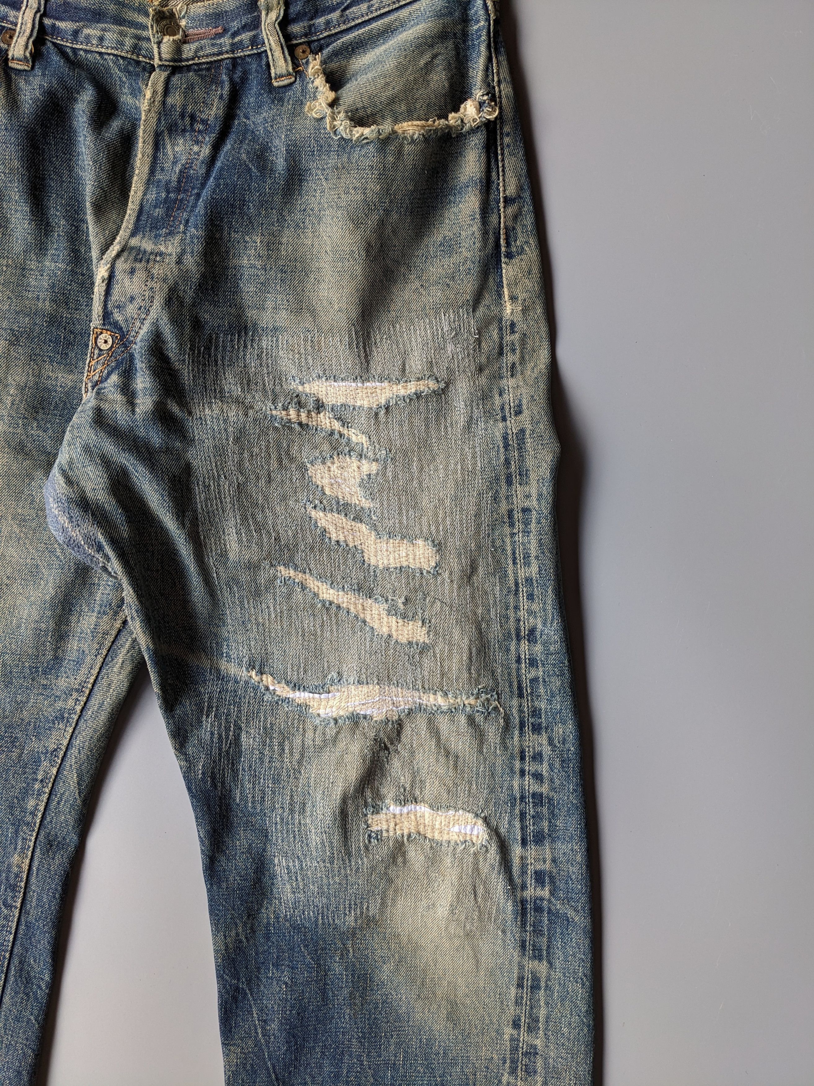 Denime Vintage DENIME distressed ripped selvedge jeans Size US 32 / EU 48 - 5 Thumbnail