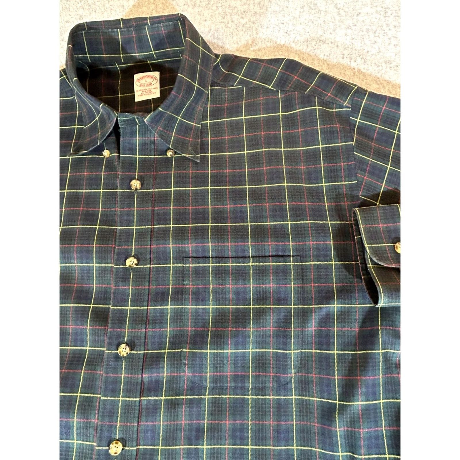 Brooks Brothers Brooks Brothers Shirt Mens Large Green Plaid Button Long Sleeve Business Office Size US L / EU 52-54 / 3 - 2 Thumbnail