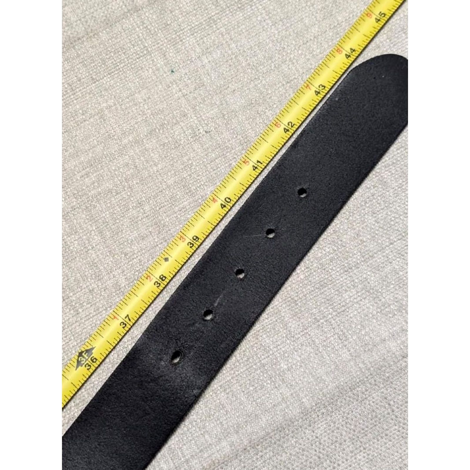 Levi's VINTAGE LEVI'S belt Men 38 Black Leather Cowhide Full Grain 1-1/2" width 44" length 37-41 holes Size 38 - 7 Thumbnail