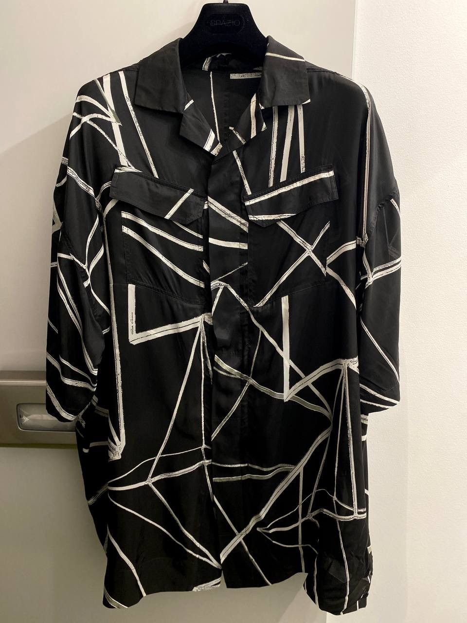 image of Last Size Rick Owens Magnum Tommy Abstract Print Shirt It 52 in Black, Men's
