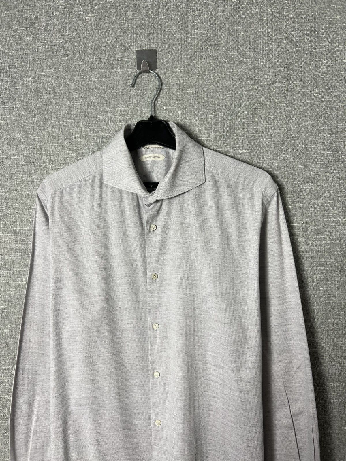 Suitsupply Suitsupply Egyptian Cotton Button Shirt Light Grey Slim Fit Size US M / EU 48-50 / 2 - 4 Thumbnail