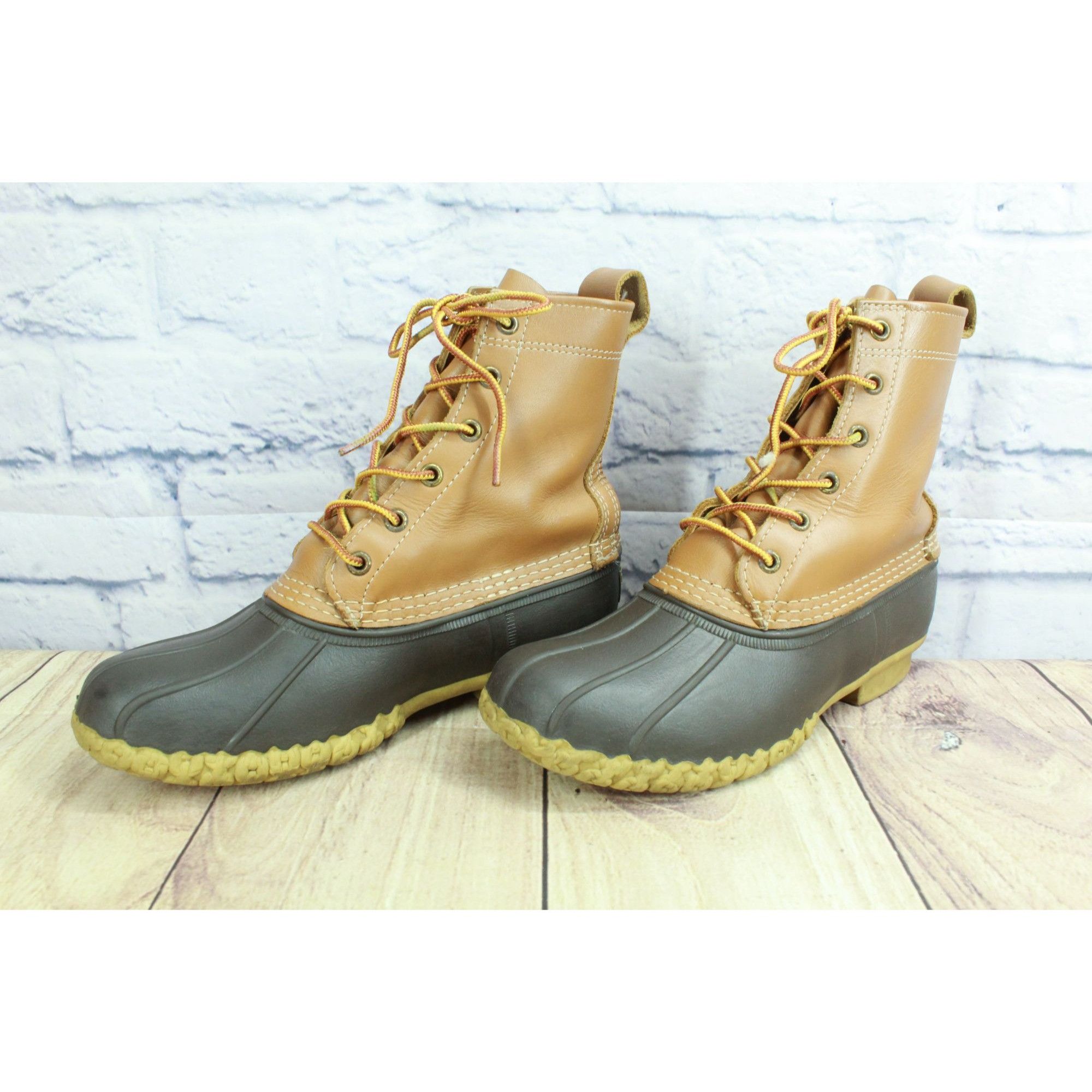 L.L. Bean LL Bean Brown Leather 8" Lace Up Duck Boots Size US 7 / IT 37 - 2 Thumbnail