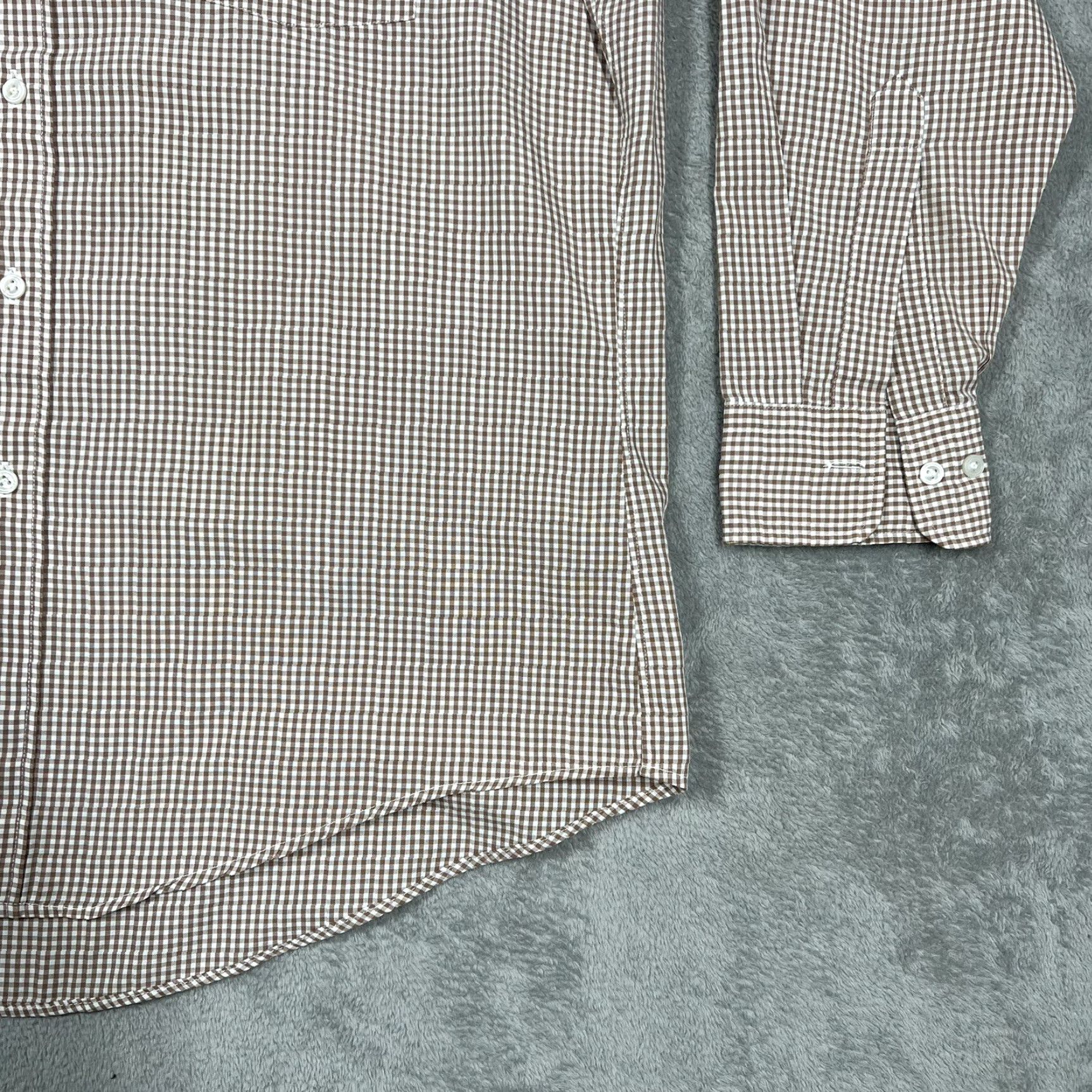 Arrow Arrow Shirt Dress Shirt Long Sleeve Button Up White Brown Check, Large, Men, Regular, Collar Button-Down, Oxford, Vintage No Size US L / EU 52-54 / 3 - 6 Thumbnail