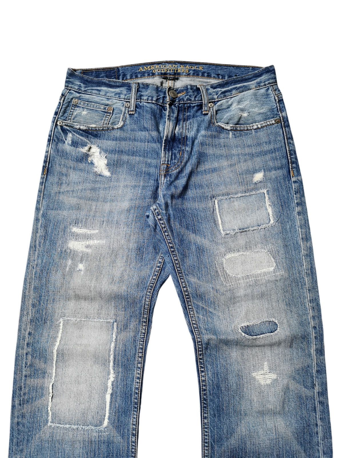American Eagle Outfitters AMERICAN EAGLE WRECKED JEANS VINTAGE DIRTY PUNK SHIT Size US 34 / EU 50 - 2 Thumbnail