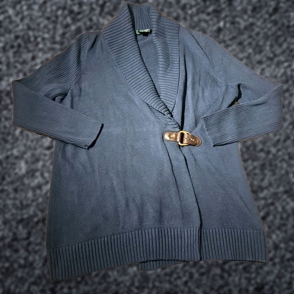 Ralph Lauren VINTAGE Lauren Ralph Lauren Sweater Womens Plus Size 2X Blue Buckle Cardigan Equestrian Size XXL / US 16-18 / IT 52-54 - 1 Thumbnail
