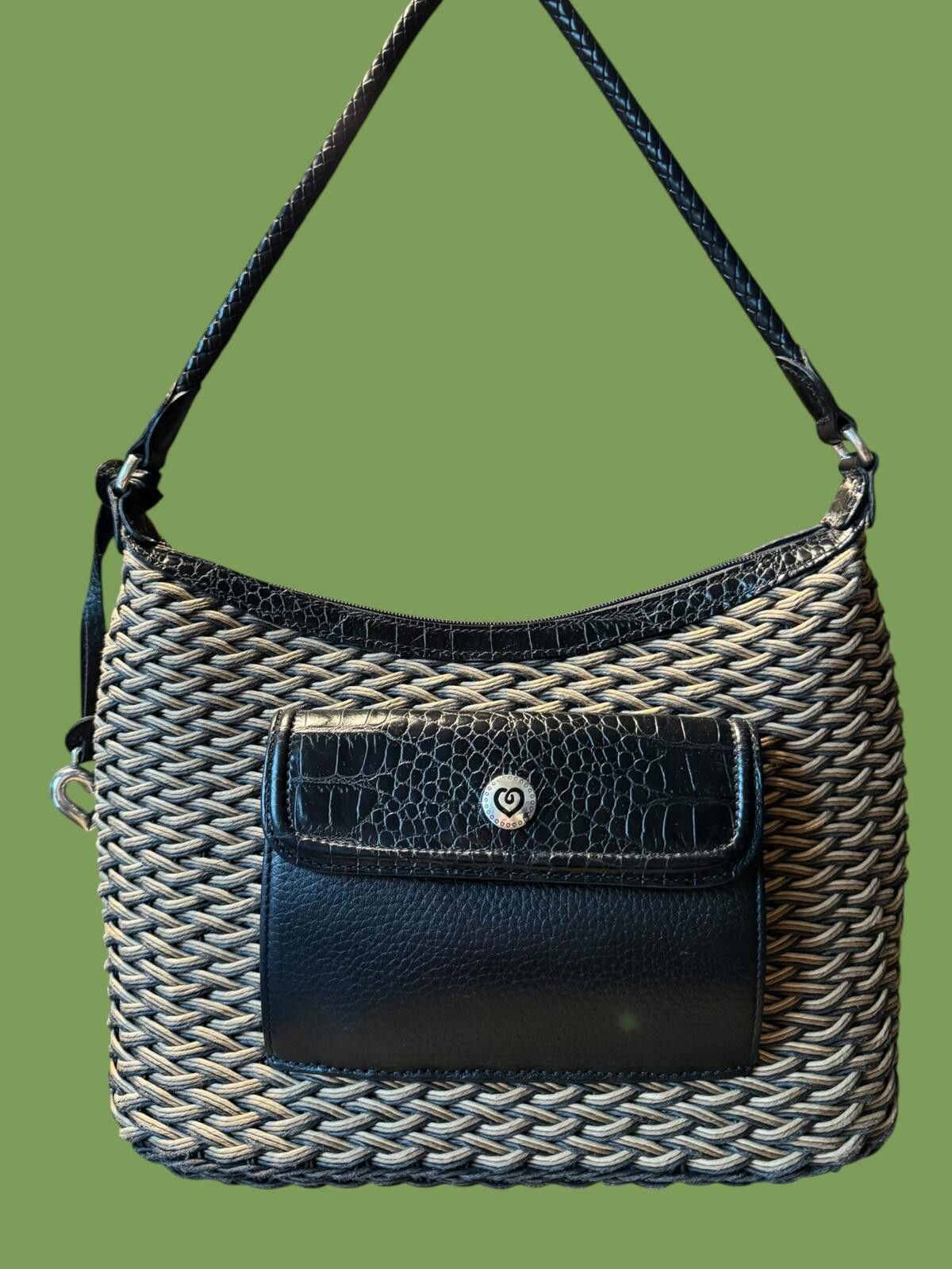Brighton Brighton Woven Shoulder Bag with Black Faux Leather Accents Size ONE SIZE - 1 Thumbnail