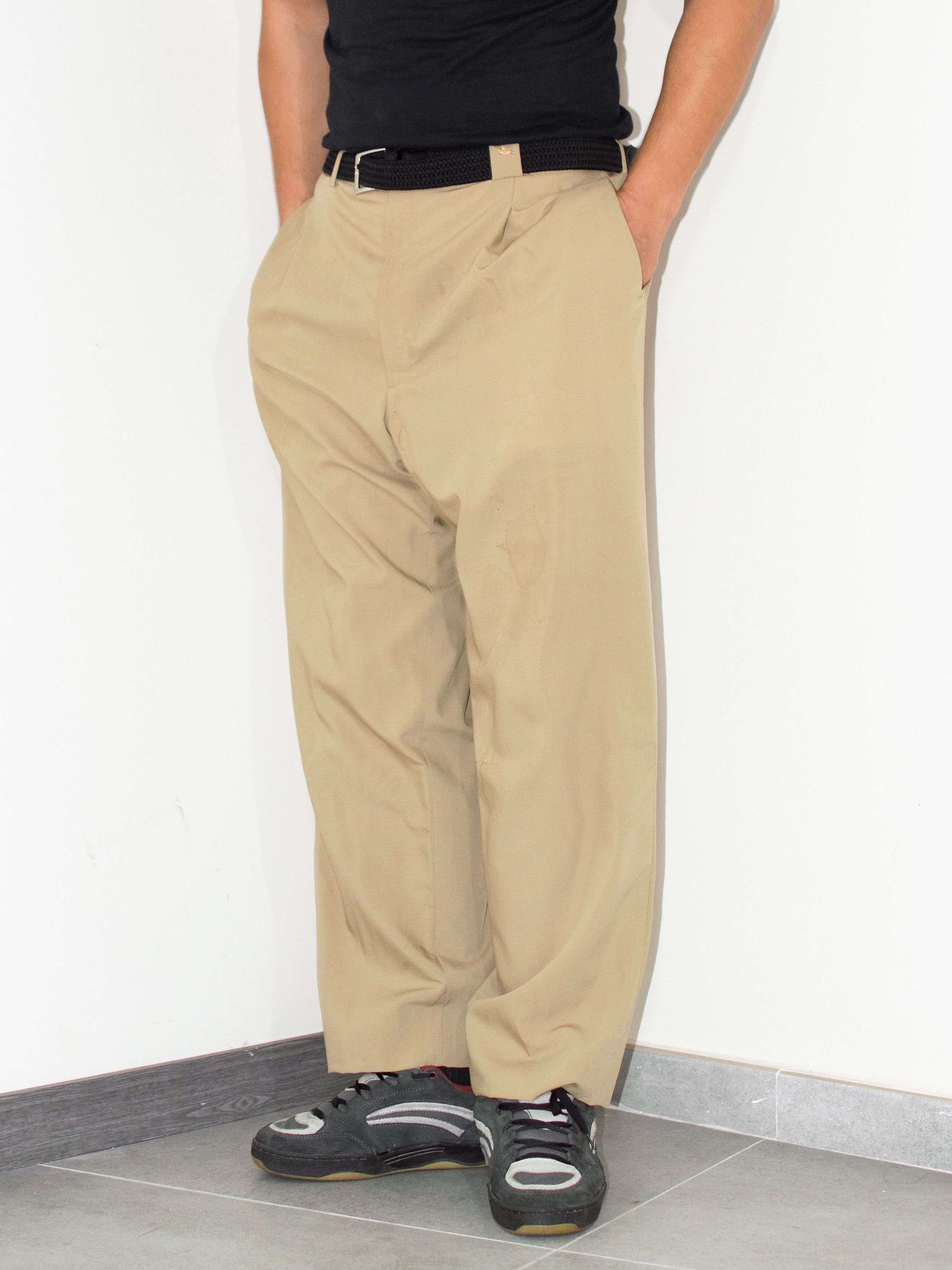 Burberry 90s Vintage Beige Pleated Wide Leg Relaxed Chino trousers Size US 39 - 2 Thumbnail