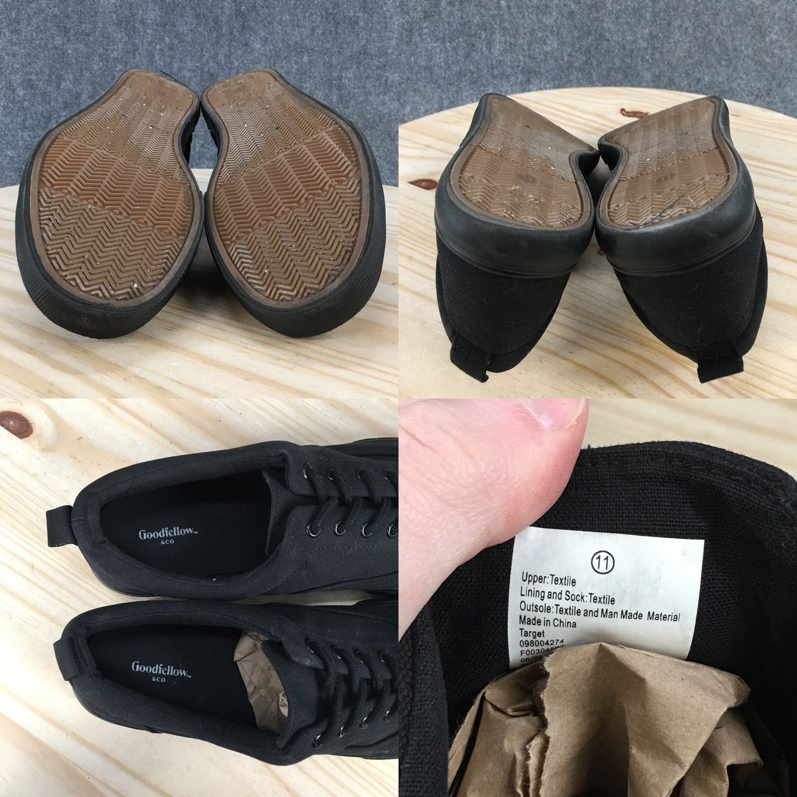 Vintage Goodfellow & Co Brady Low Top Sneakers Mens 11 Black Canvas Casual Lace Up Shoes Size US L / EU 52-54 / 3 - 9 Thumbnail