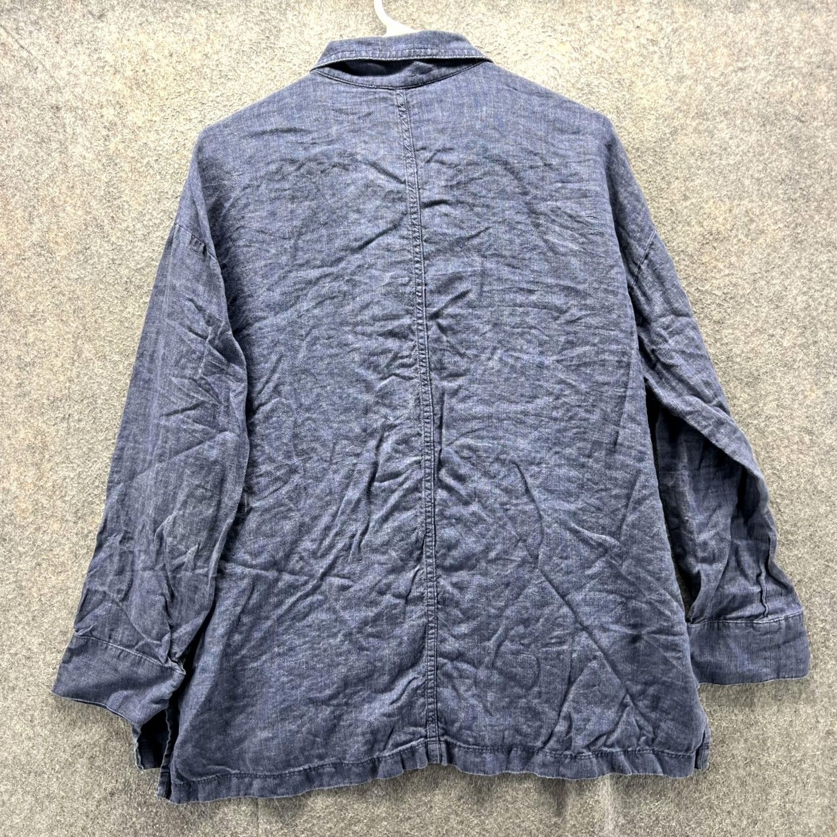 Eileen Fisher Eileen Fisher Jacket Womens S Blue Organic Linen Button Front Pockets Topper Size S / US 4 / IT 40 - 2 Thumbnail