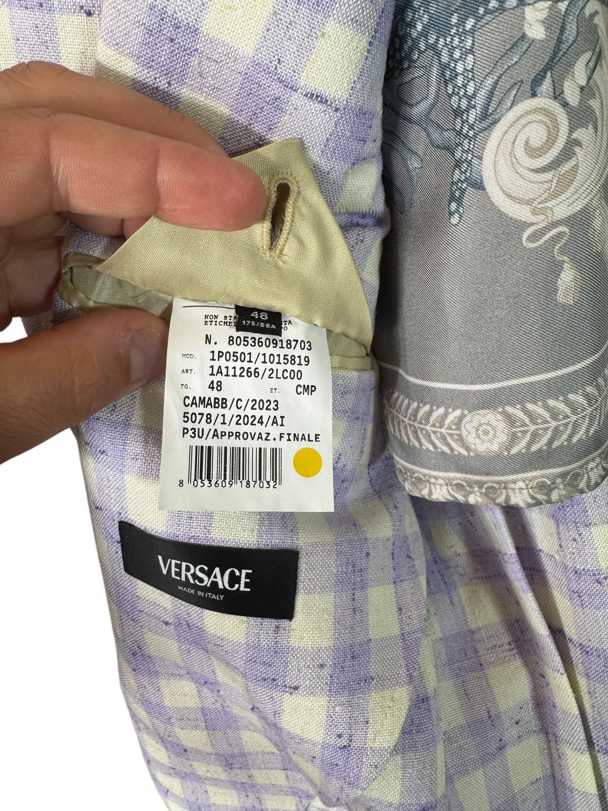 Versace Versace Men’s Suit Lilac Ivory Checkered Size 48 Size 38R - 9 Thumbnail