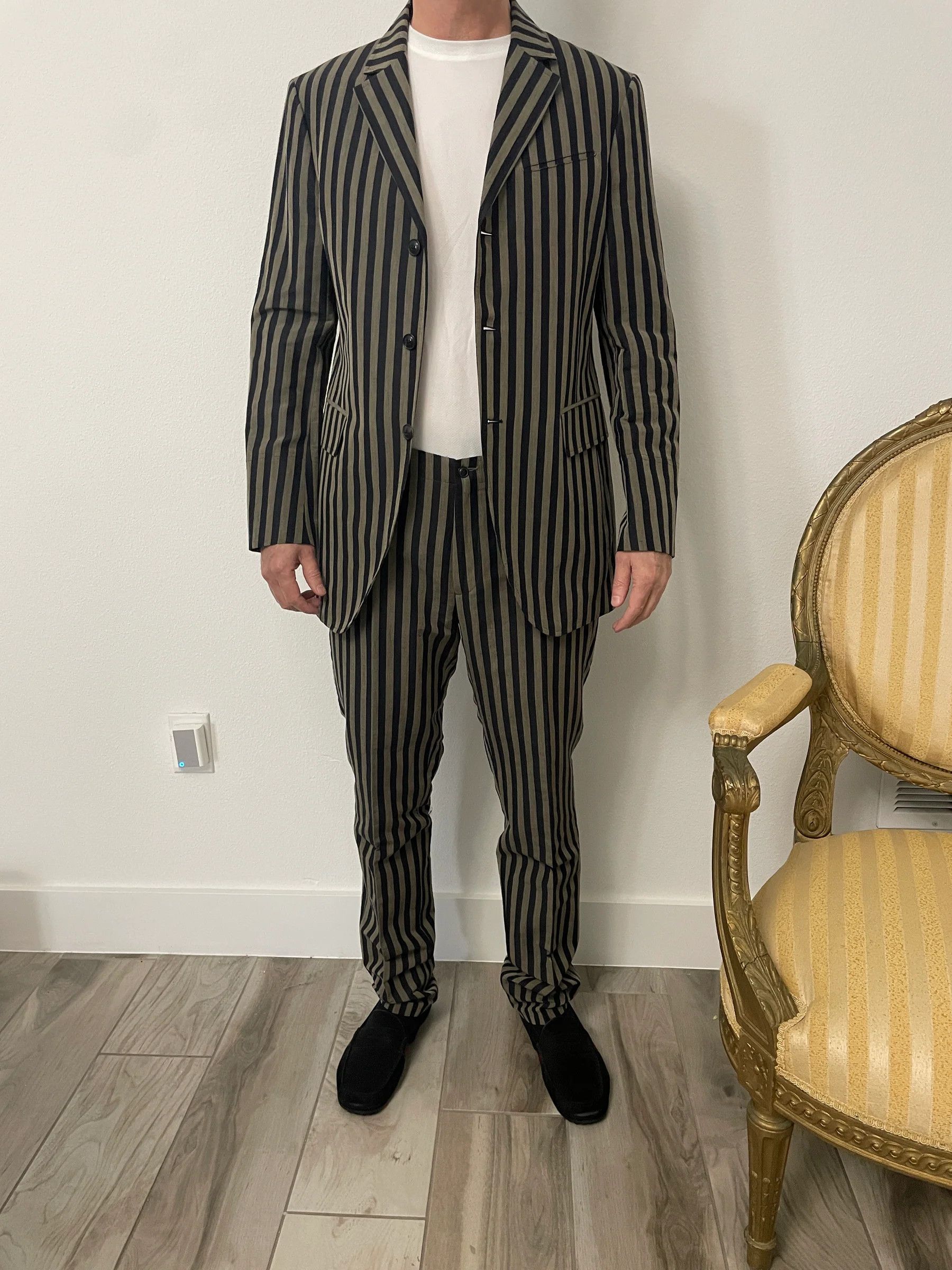 John Varvatos Black & Gray Striped Vintage Suit