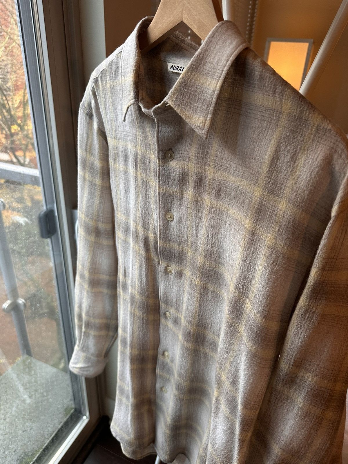 Auralee airy wool check shirt aw24