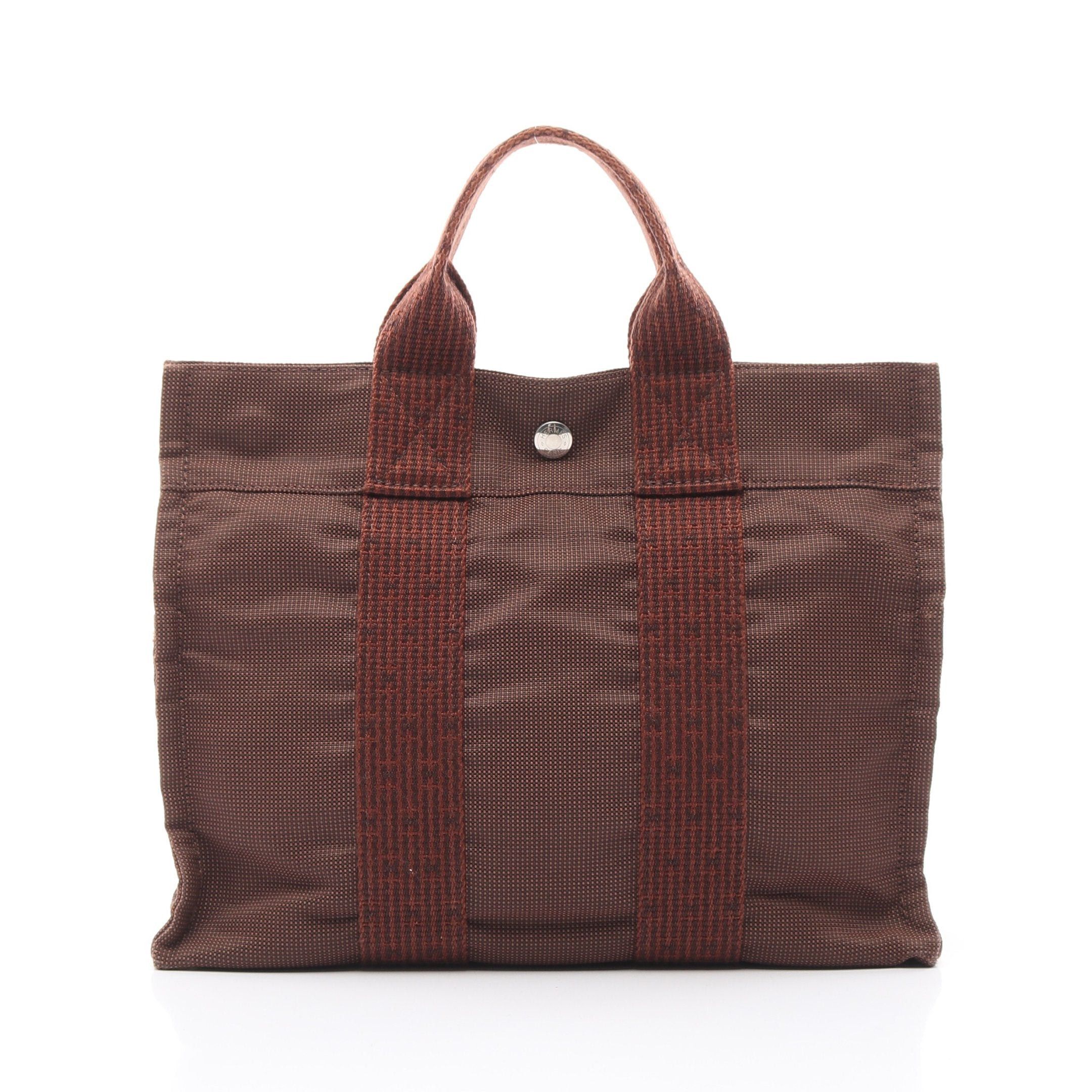 Hermes Hermes Yale Line Pm Handbag Tote Bag Nylon Canvas Brown Silver Hardware Size ONE SIZE - 1 Thumbnail