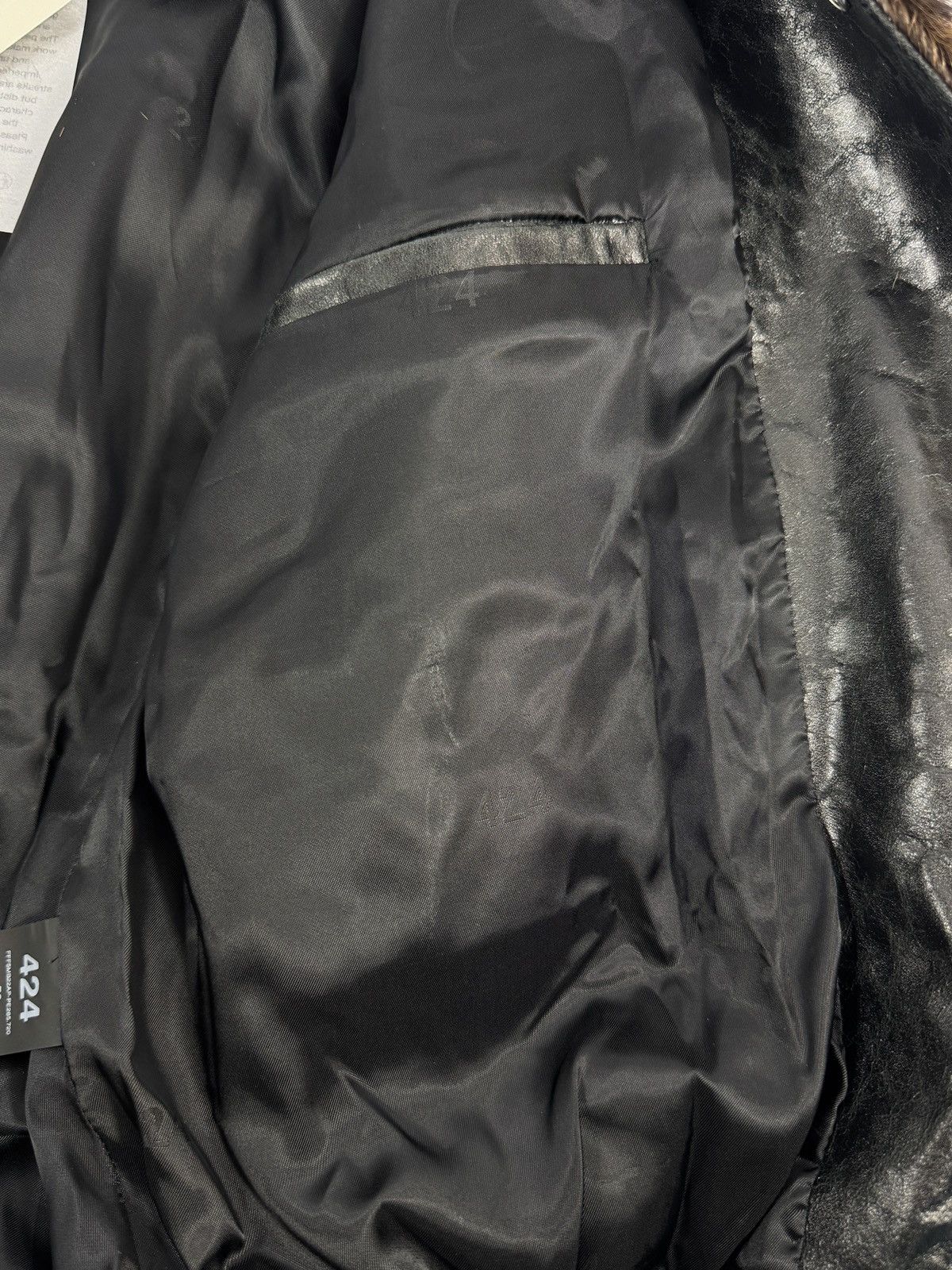 424 City Striped Goat Hair and Leather Bomber Jacket Size US XL / EU 56 / 4 - 7 Thumbnail