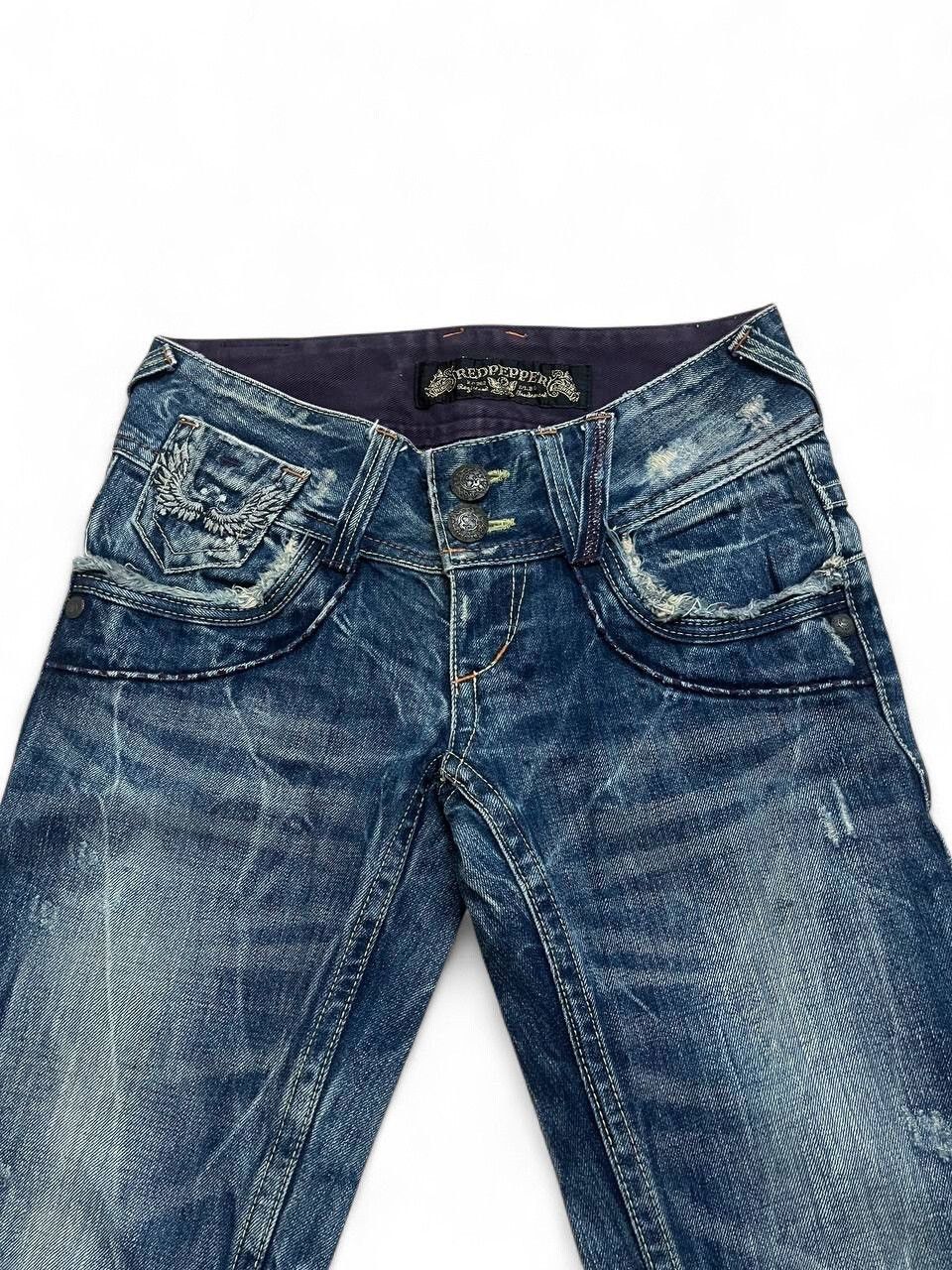 Japanese Brand Flared RedPepper Wings low rise distressed mud rusty bootcut Size US 29 - 7 Thumbnail