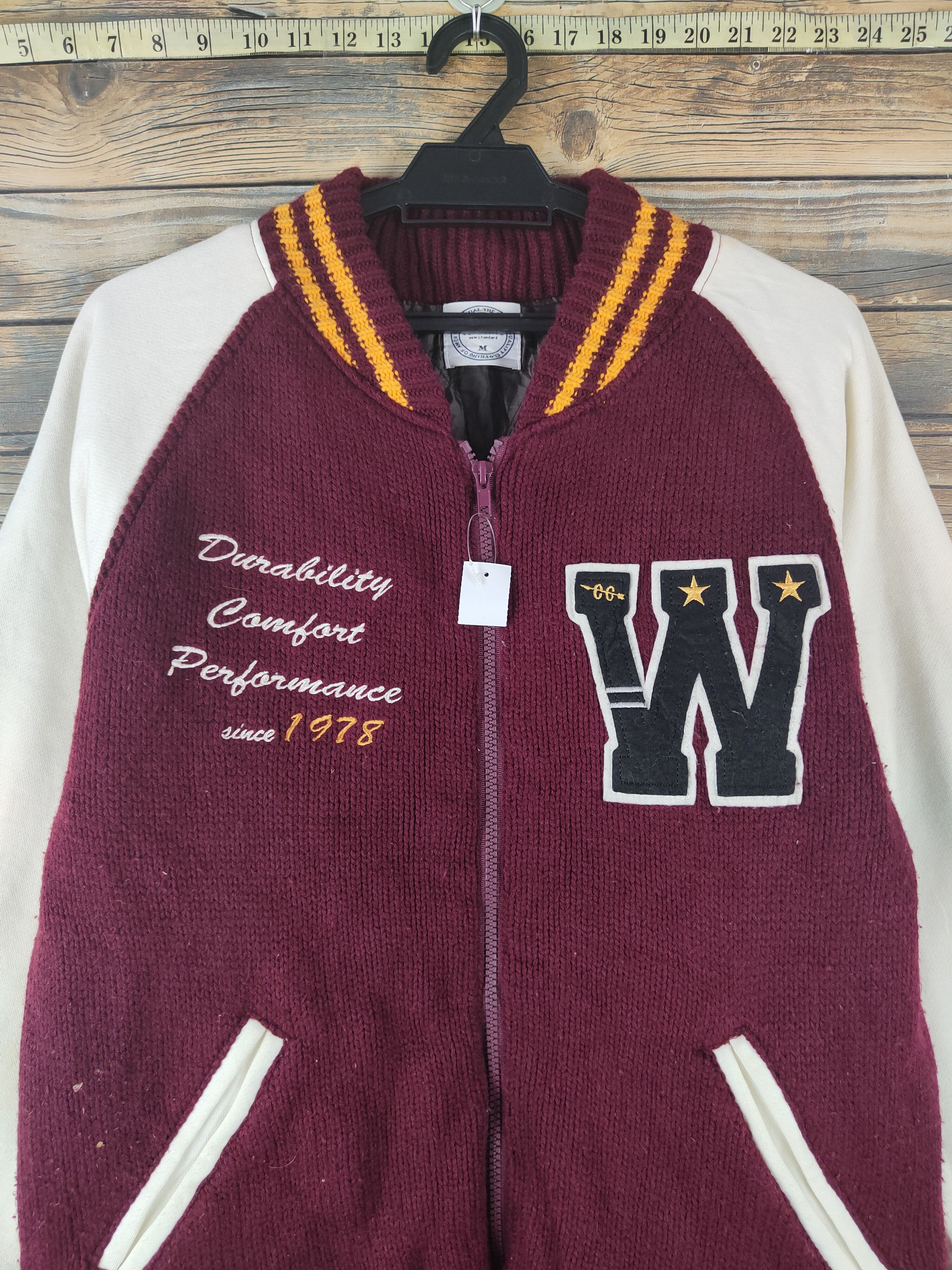 Vintage DL Japan vintage Maroon Varsity Jackets #1672 Size US M / EU 48-50 / 2 - 2 Thumbnail