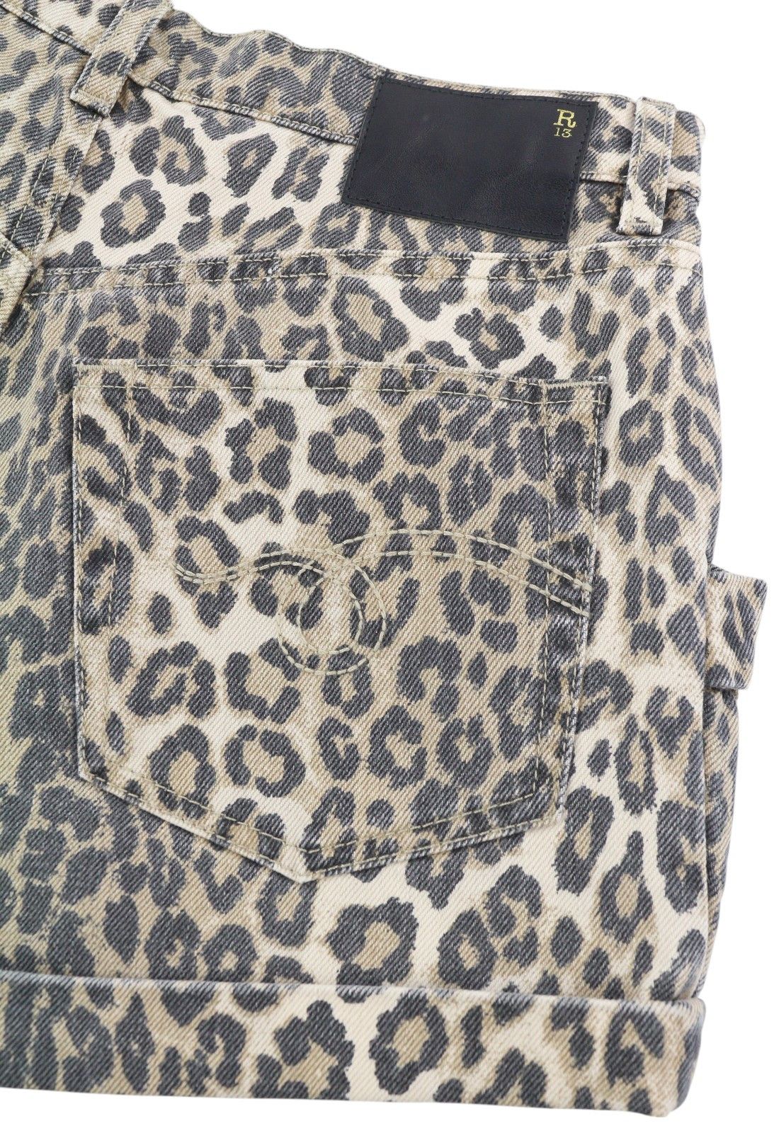 R13 POUCH POCKET 24 Leopard Denim RRP$1029 85098 Size 24" / US 00 / IT 34 - 7 Thumbnail