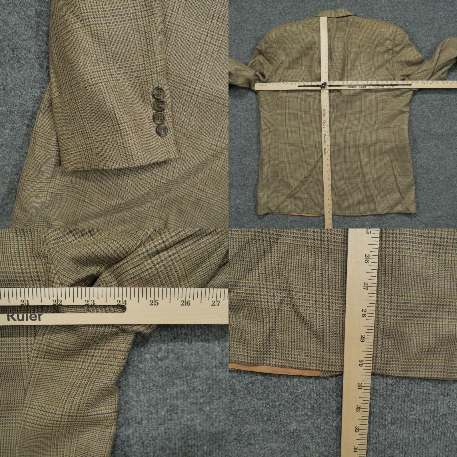 Ralph Lauren VINTAGE Ralph Lauren Jacket Mens 46 Regular Brown Glen Plaid Blazer Size 46R - 8 Thumbnail