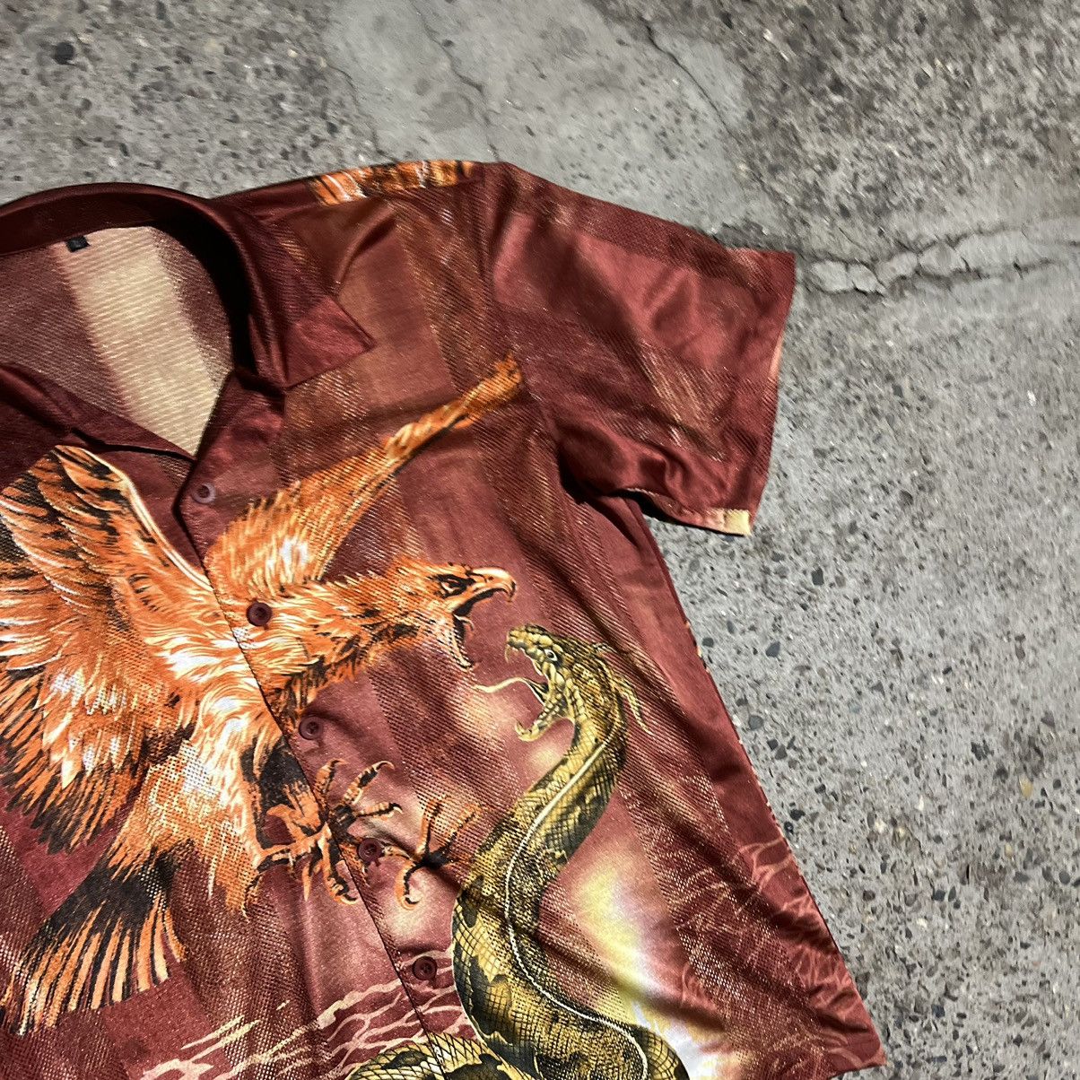 Japanese Brand × Vintage Vintage Y2K Rare Alt Tribal Dragon Skull Hawaiian Shirt Size US M / EU 48-50 / 2 - 4 Thumbnail