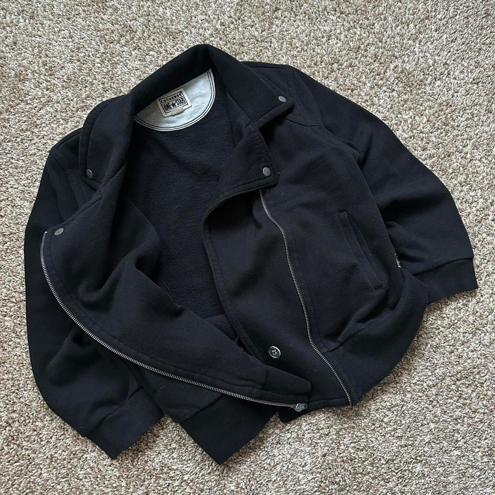 Converse × Vintage Vintage Y2K Asymmetric Black Zip Up Indie Converse Jacket Size L / US 10 / IT 46 - 7 Thumbnail