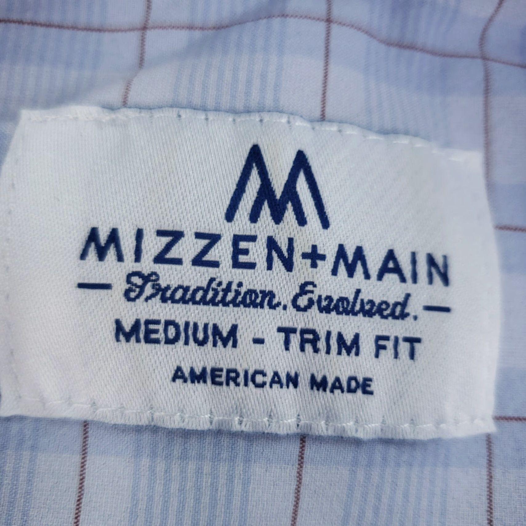 Mizzen+Main Mizzen+Main Shirt Mens Medium Blue Plaid Button-Up Performance Stretch Z Size US M / EU 48-50 / 2 - 5 Thumbnail