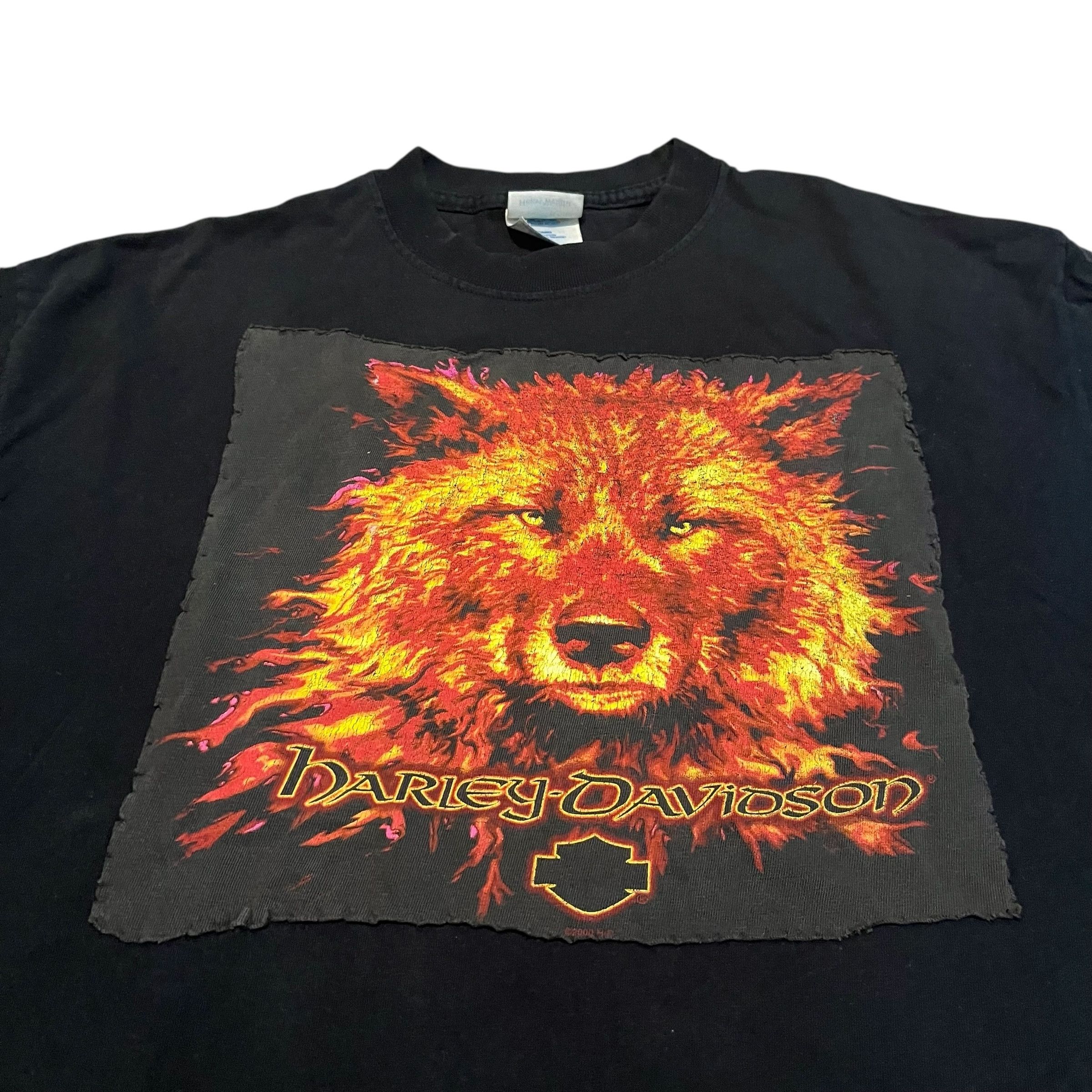 Harley Davidson × Vintage VINTAGE Harley Davidson Fire Wolf Reworked T Shirt Size US L / EU 52-54 / 3 - 2 Thumbnail